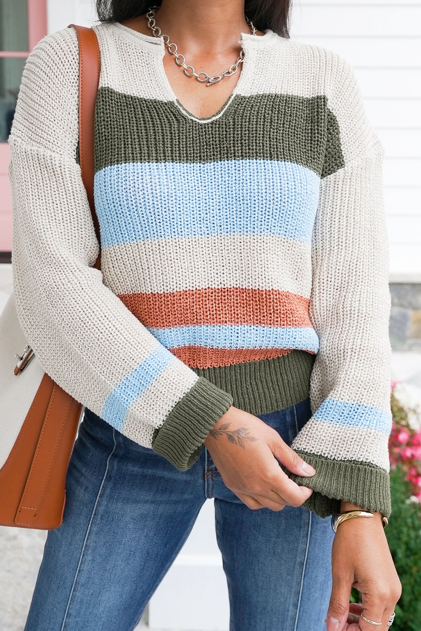 Striped Long Sleeve Knit Sweater