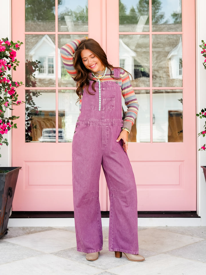 Mineral Wash Barrel Leg Bib Overalls