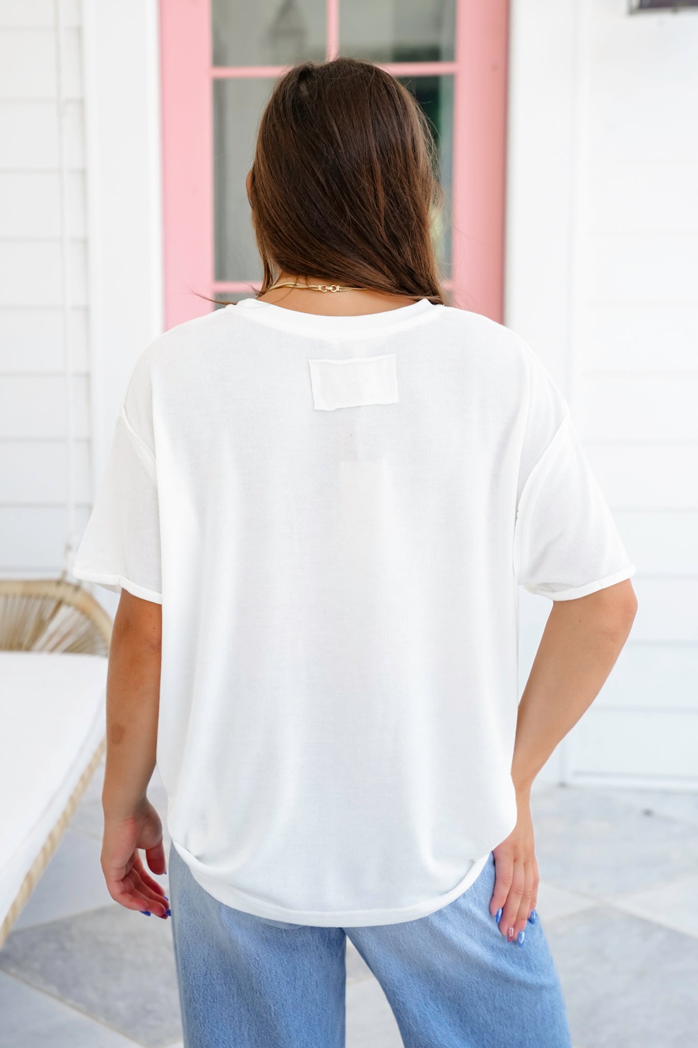 White Short Sleeve Cat Embroidered Top