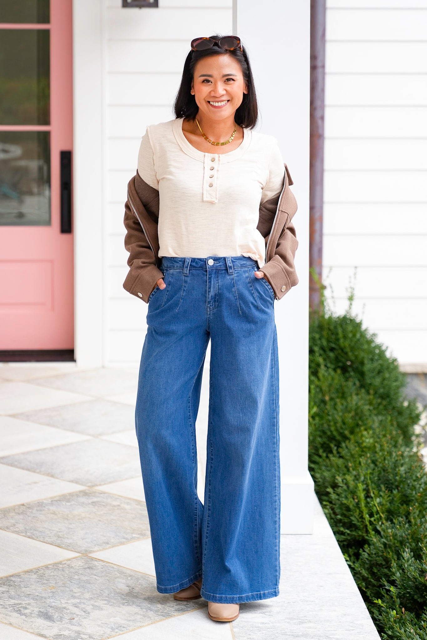 Solid Knit Long Sleeve Top with Lace Trim