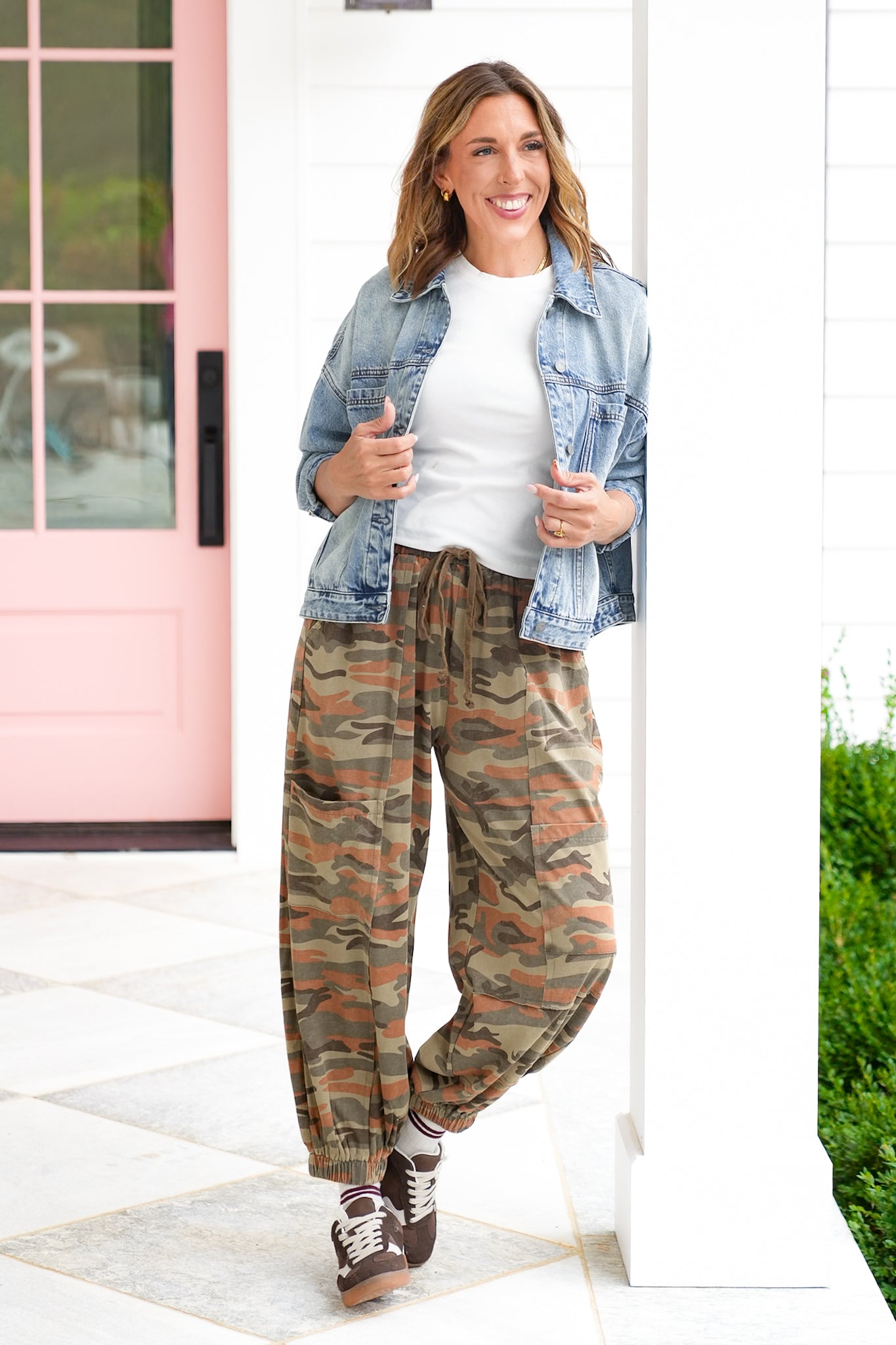 Camo Print Elastic Waist Jogger Pants