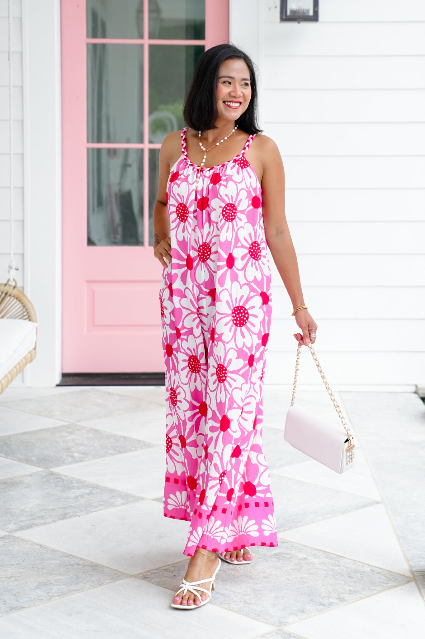Plus/Reg Floral Printed Sleeveless Wide Leg Jumpsuit