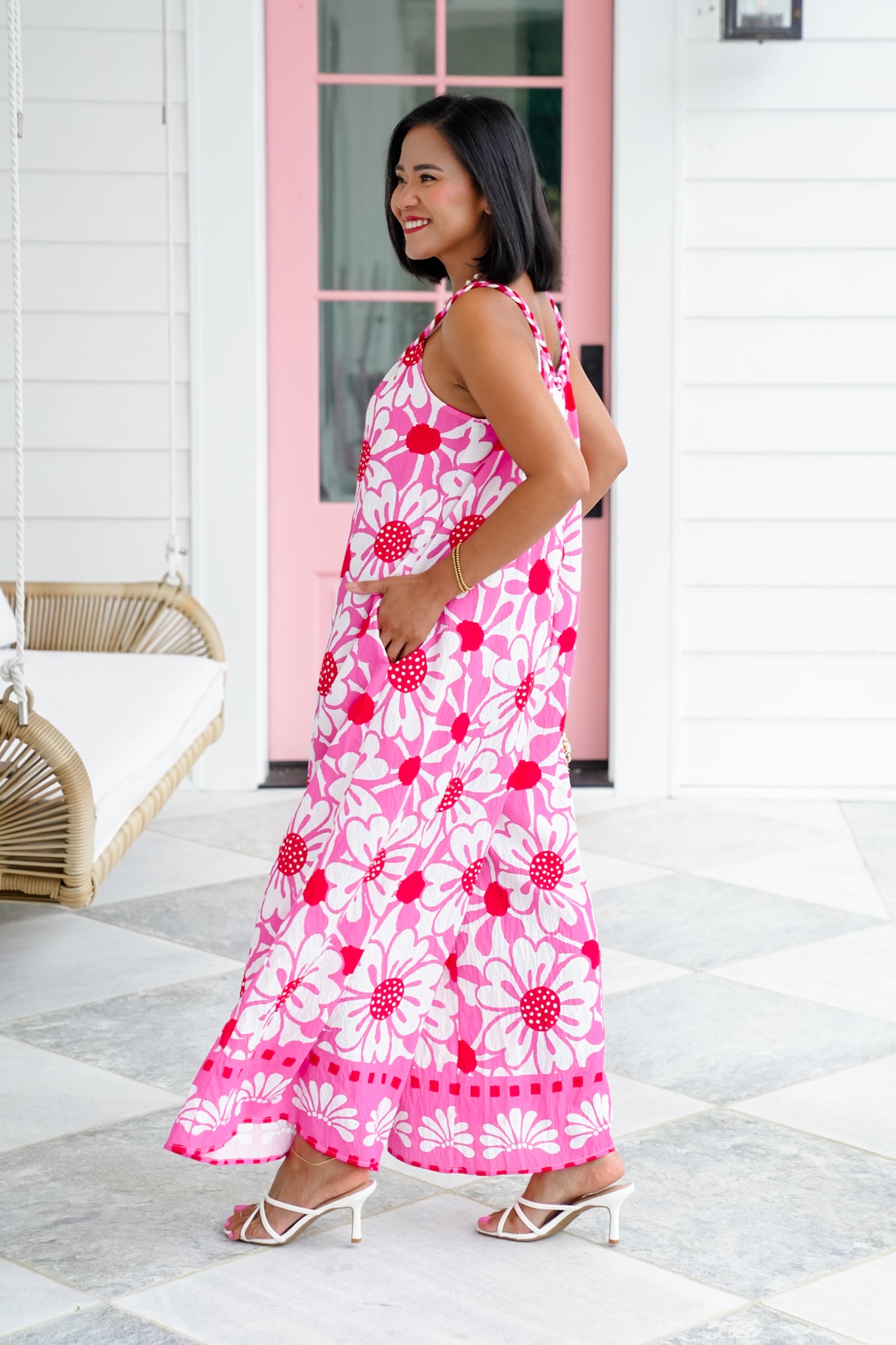 Plus/Reg Floral Printed Sleeveless Wide Leg Jumpsuit