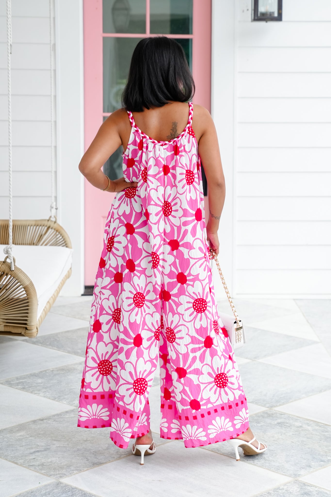 Plus/Reg Floral Printed Sleeveless Wide Leg Jumpsuit