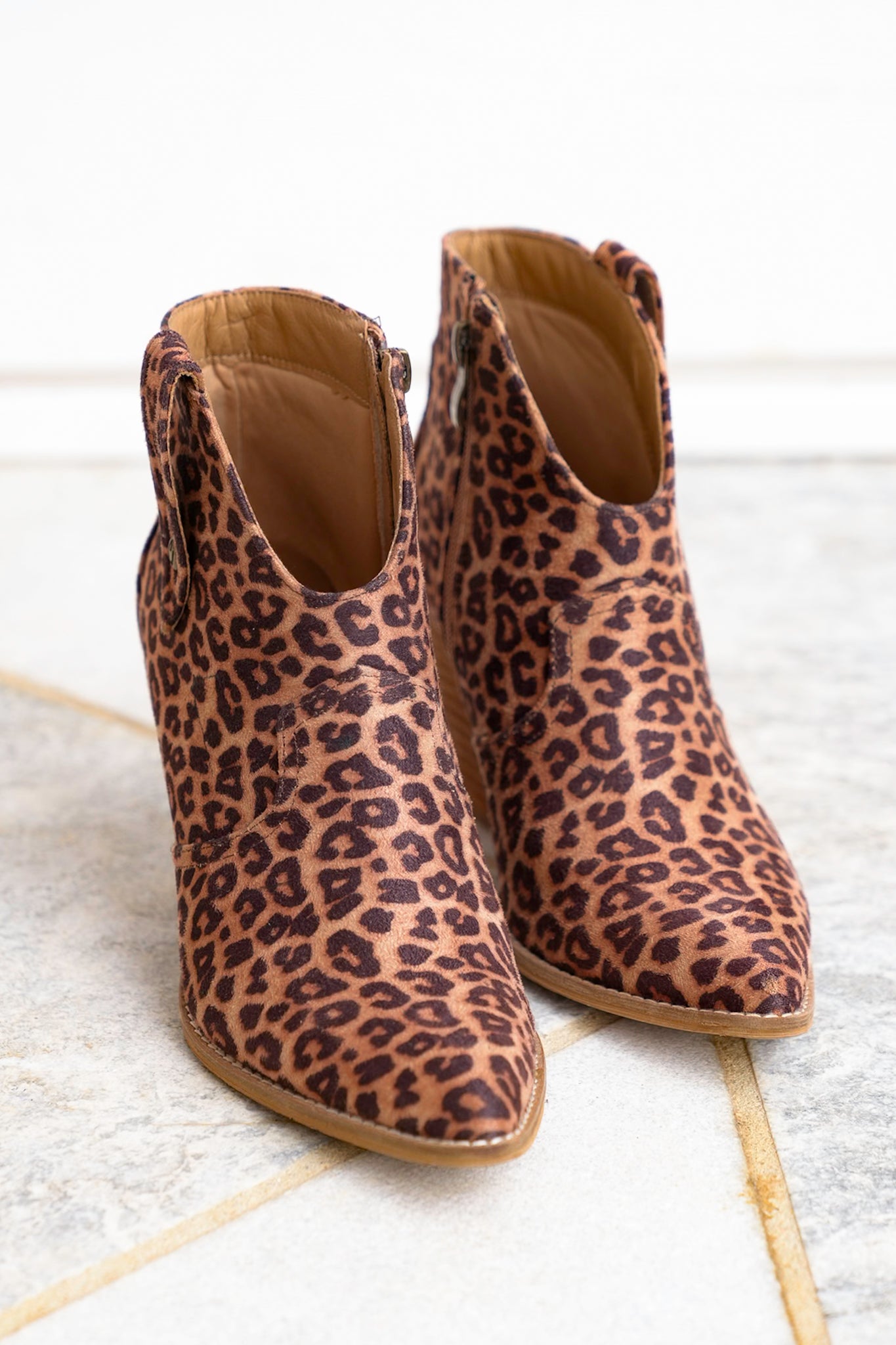 Corky's "Bar Hoppin" Animal Print Western Side Pull Tab Stacked Heel Bootie