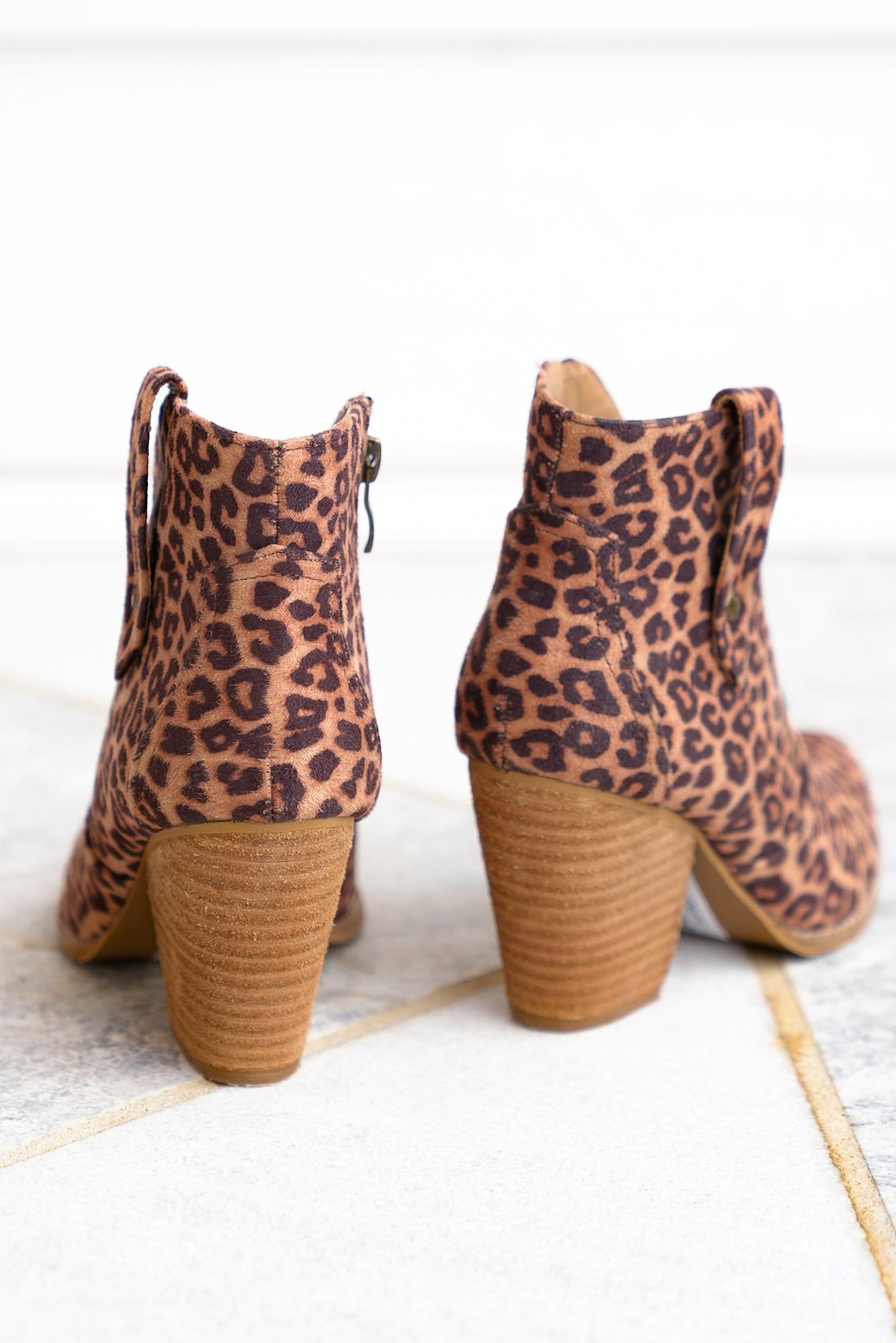 Corky's "Bar Hoppin" Animal Print Western Side Pull Tab Stacked Heel Bootie