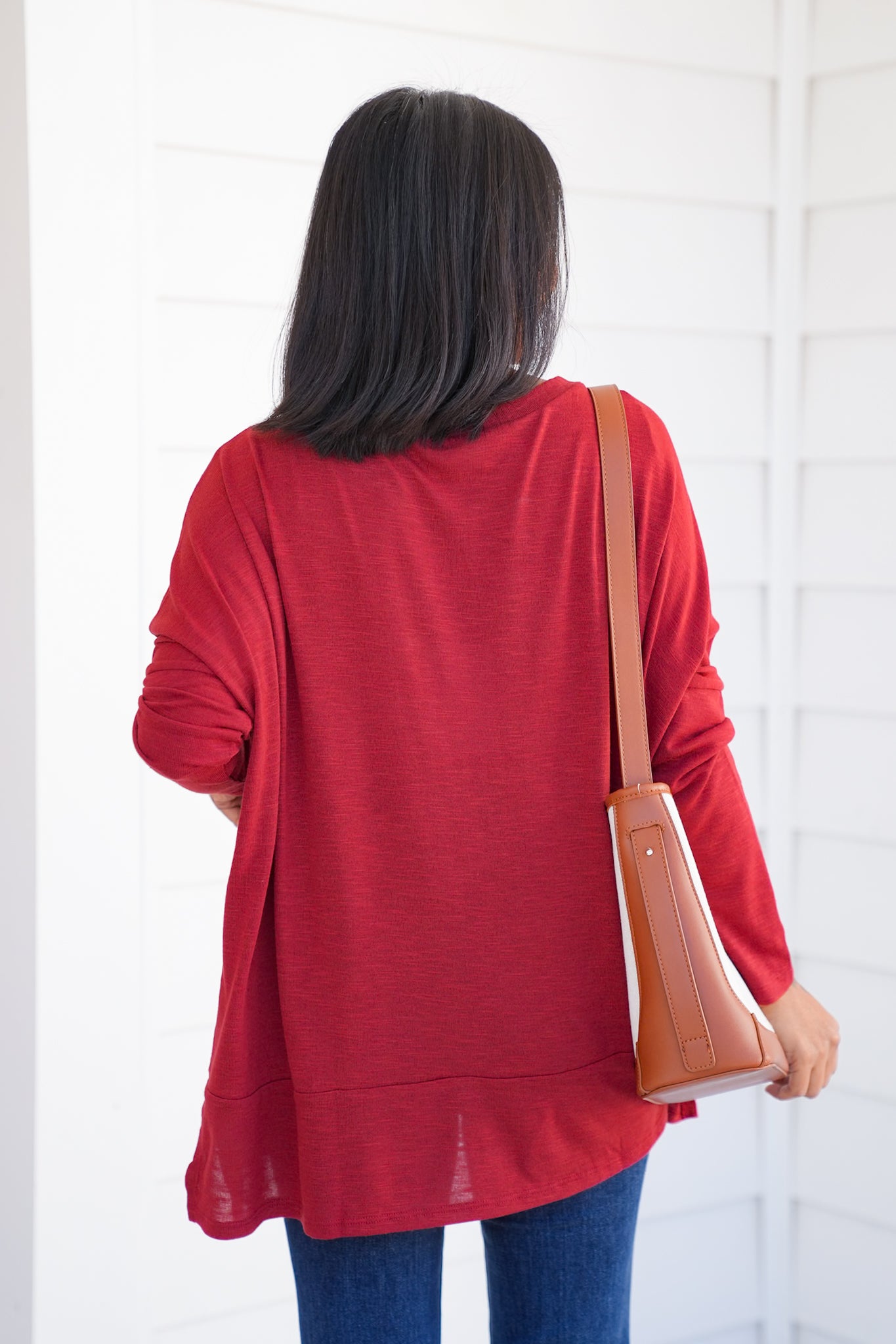 Door Buster! Plus/Reg Solid Long Sleeve Round Neck Top with Kangaroo Pockets