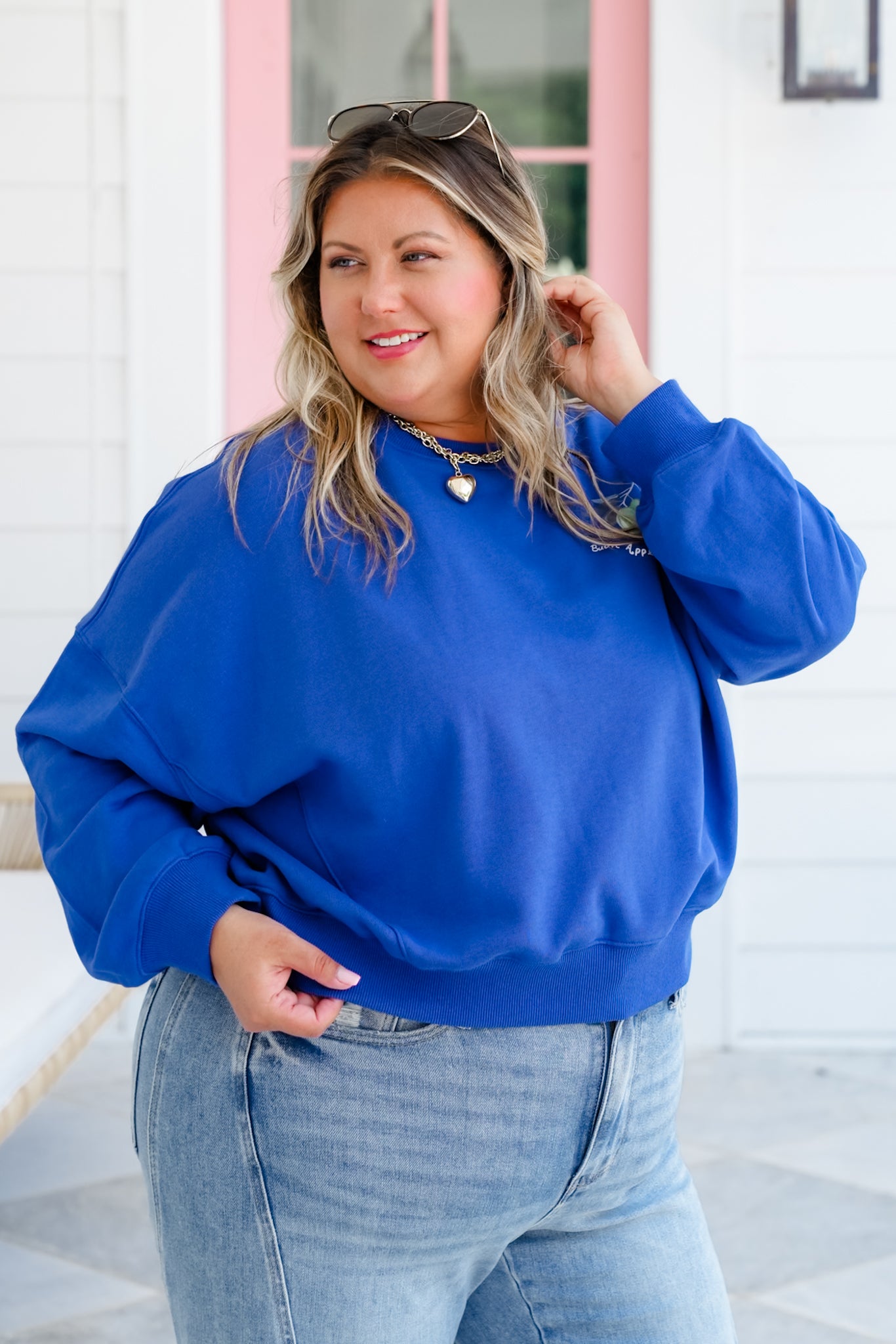 Long Sleeve Crew Neck Sweatshirt with Fruit and Lobster "Buon Appetito"