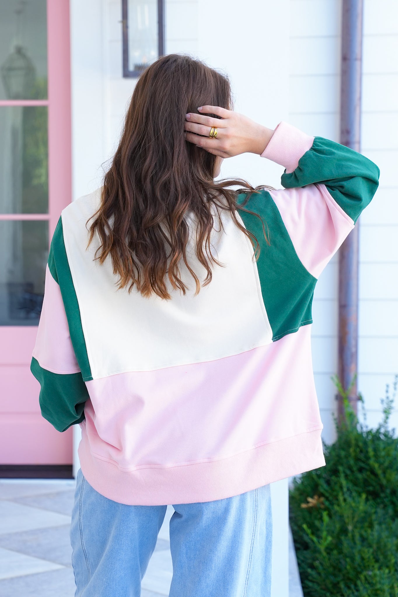 Color Block Long Sleeve Pullover Sweatshirt