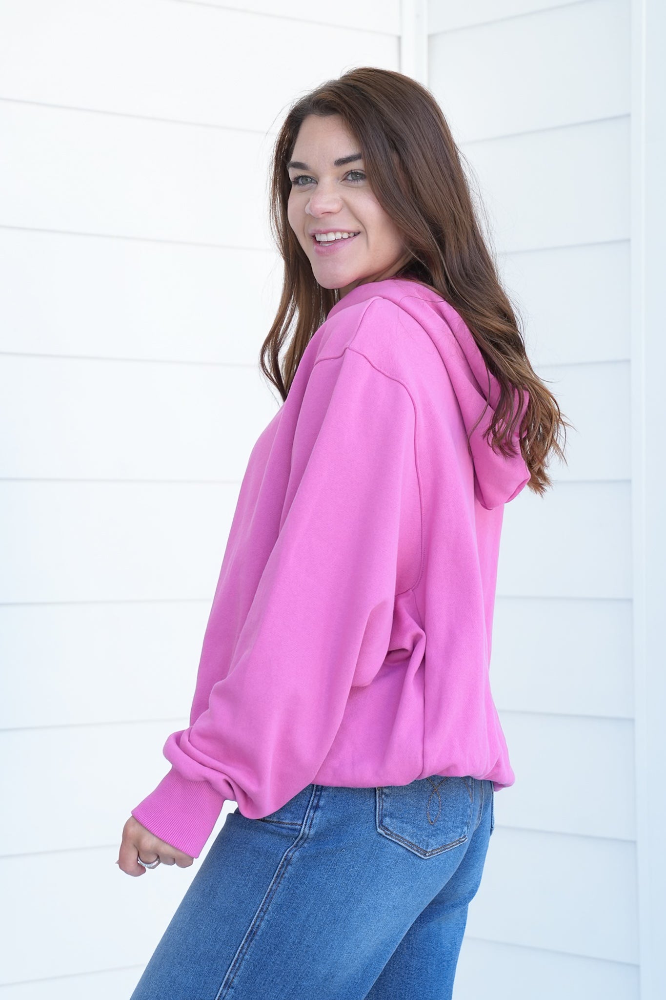 Solid Long Sleeve Bubble Hem Pullover Sweatshirt
