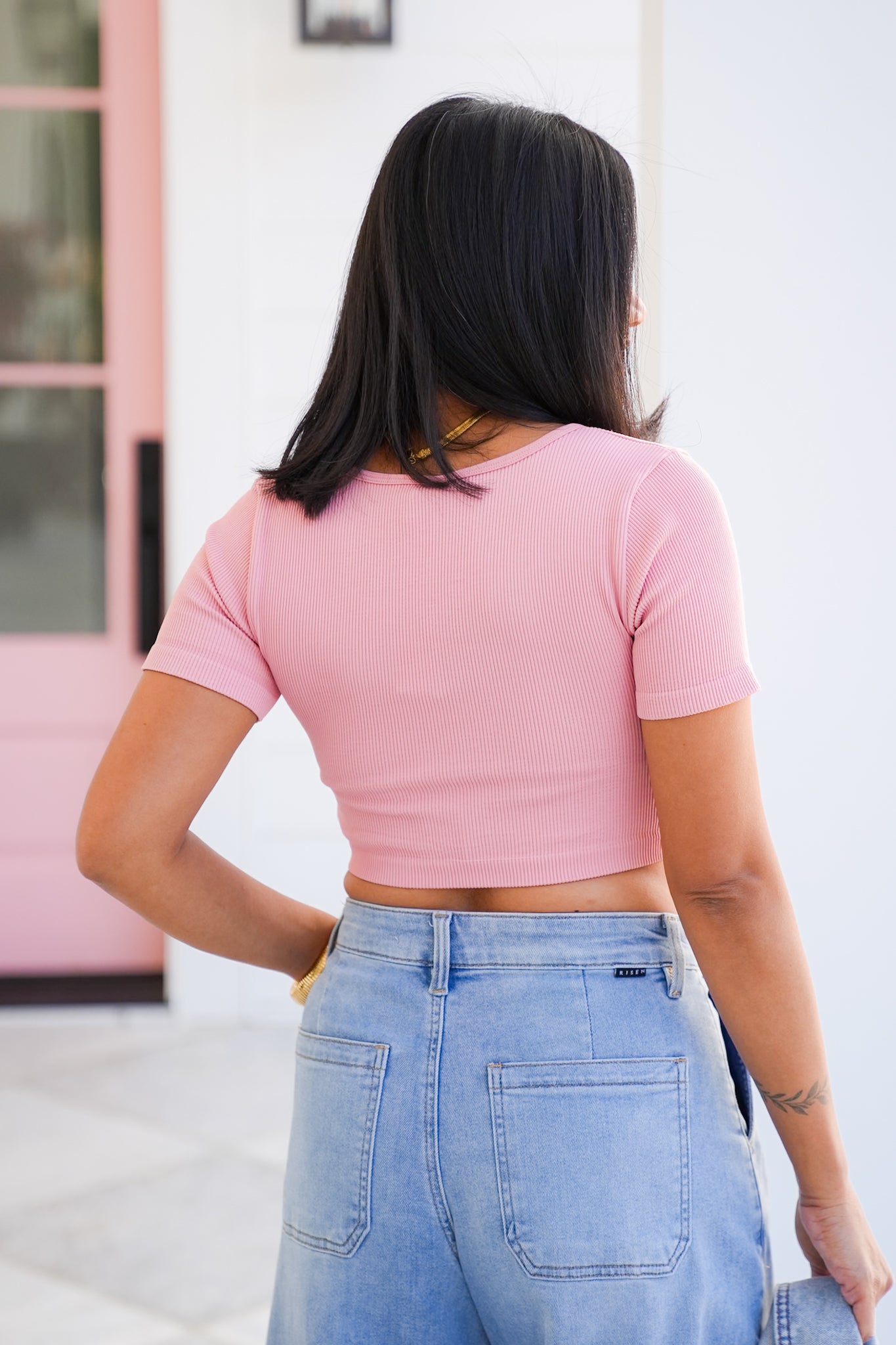 Door Buster! Ribbed Short Sleeve Cropped Top