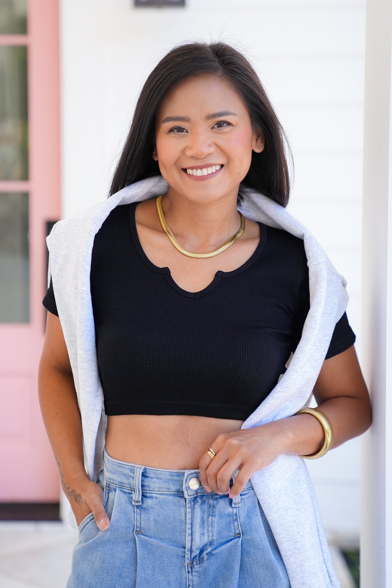 Door Buster! Ribbed Short Sleeve Cropped Top