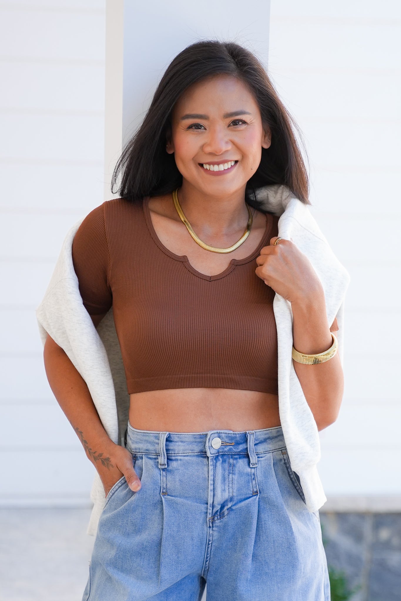 Door Buster! Ribbed Short Sleeve Cropped Top