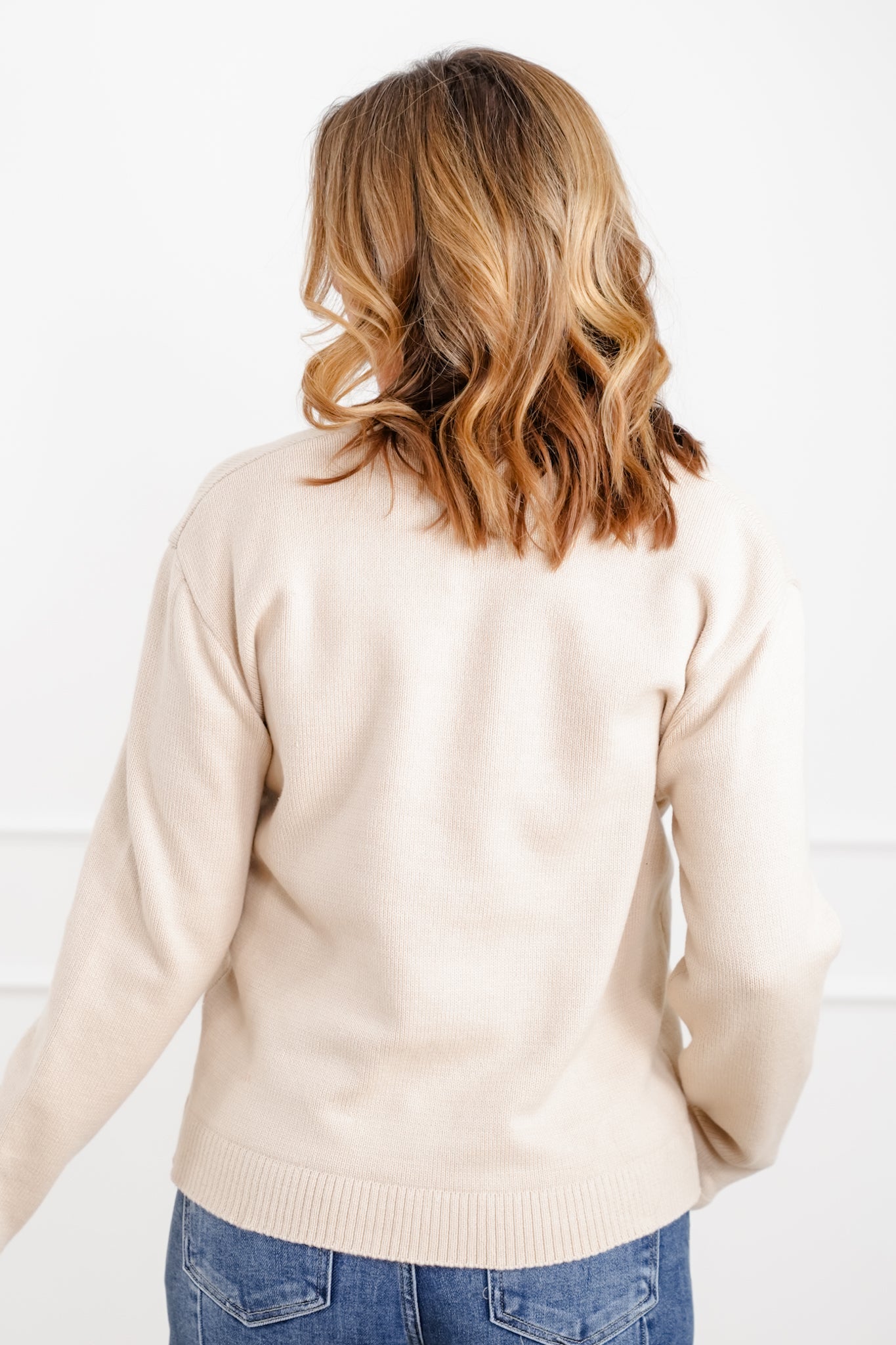 Natural Long Sleeve Button Down Cardigan