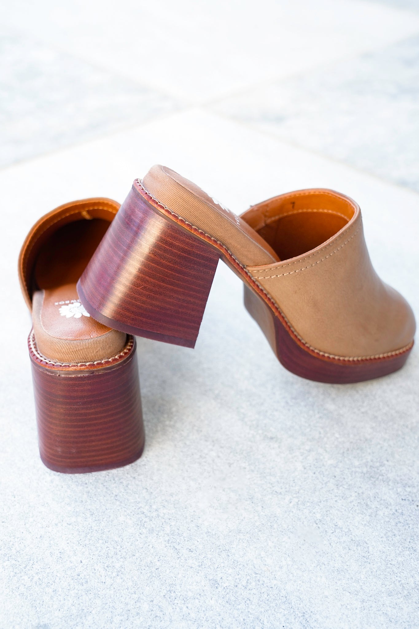 Yellow Box Block Heel Slip-On Clog Mule