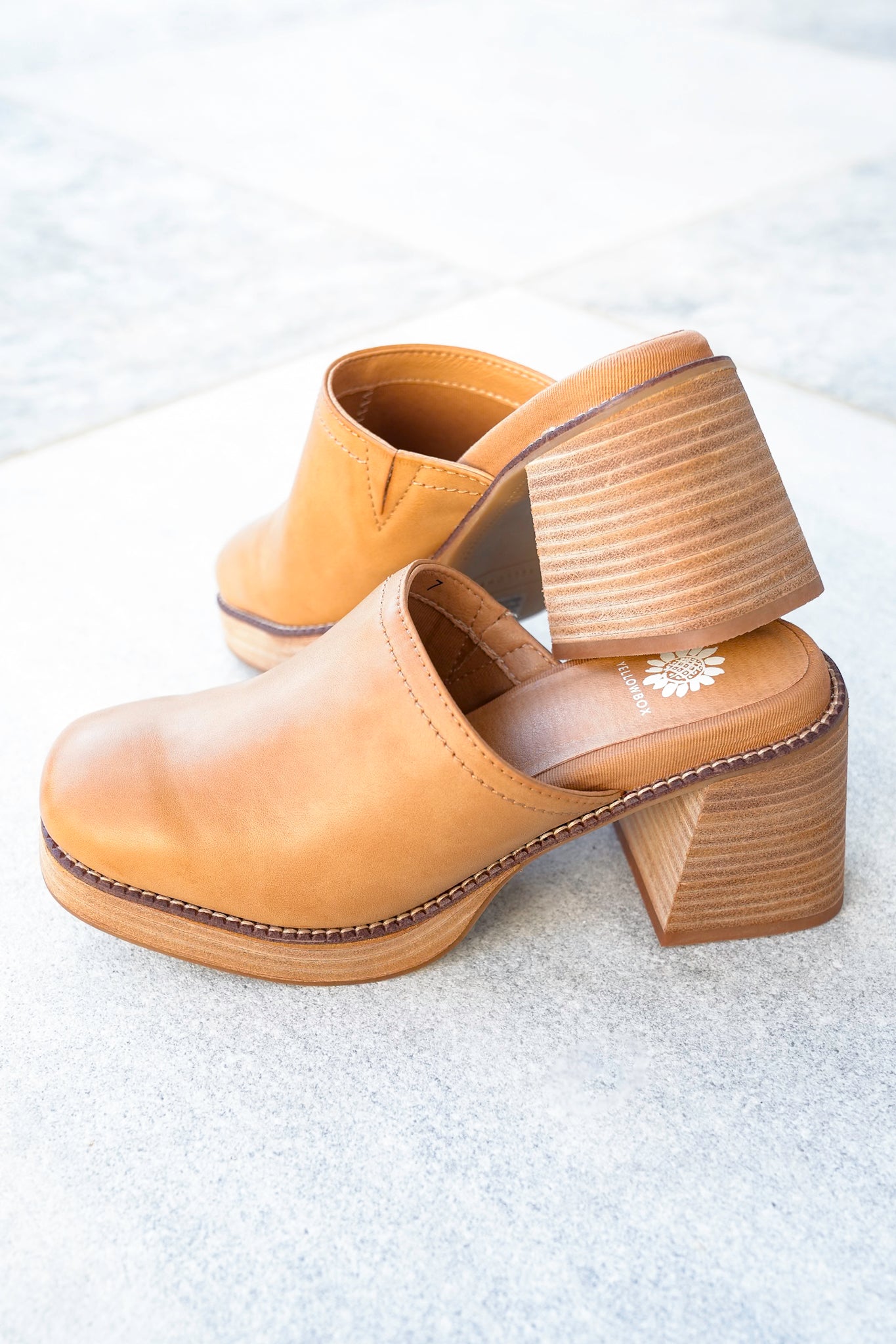 Yellow Box Block Heel Slip-On Clog Mule