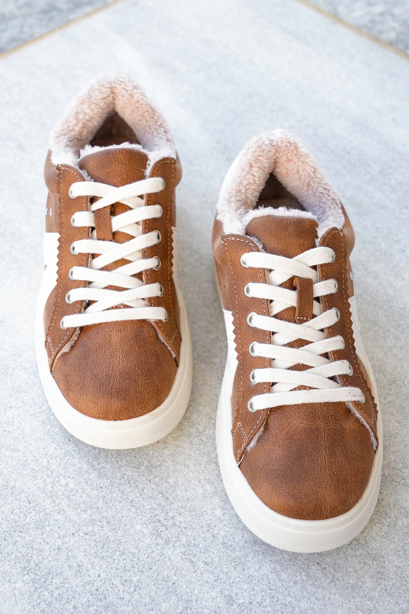 Corky's "Tailgate" Distressed Vegan Leather Platform Sneaker with Vegan Fur Lining