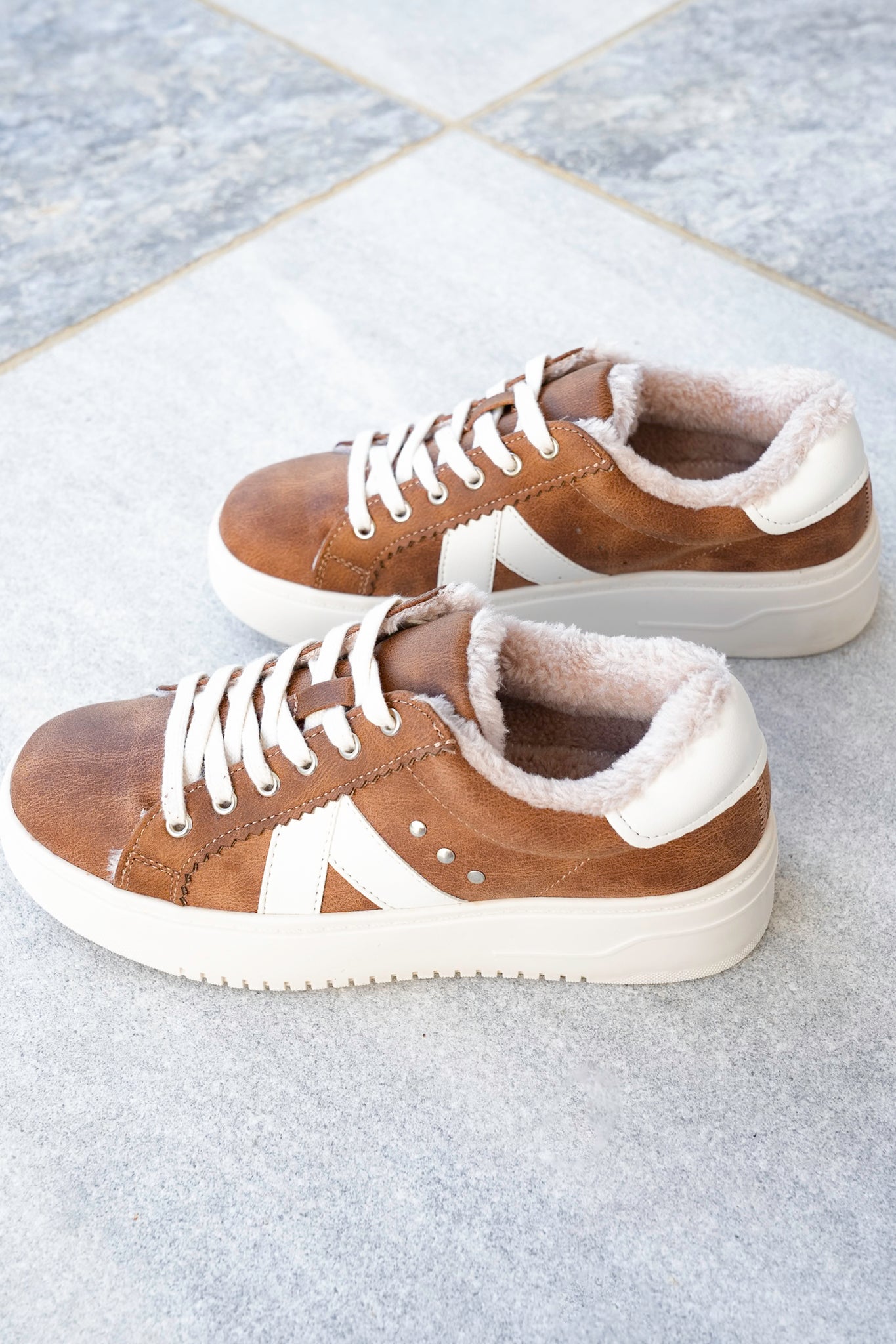 Corky's "Tailgate" Distressed Vegan Leather Platform Sneaker with Vegan Fur Lining