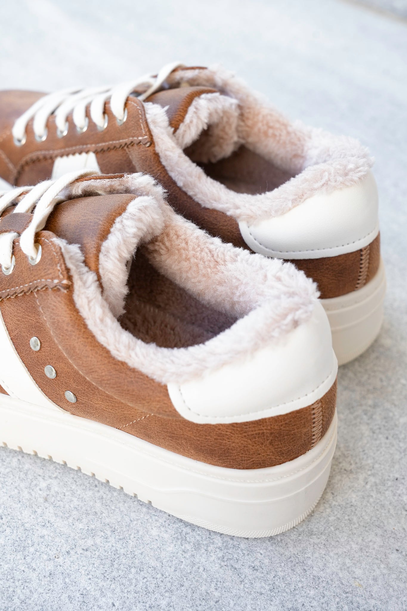 Corky's "Tailgate" Distressed Vegan Leather Platform Sneaker with Vegan Fur Lining