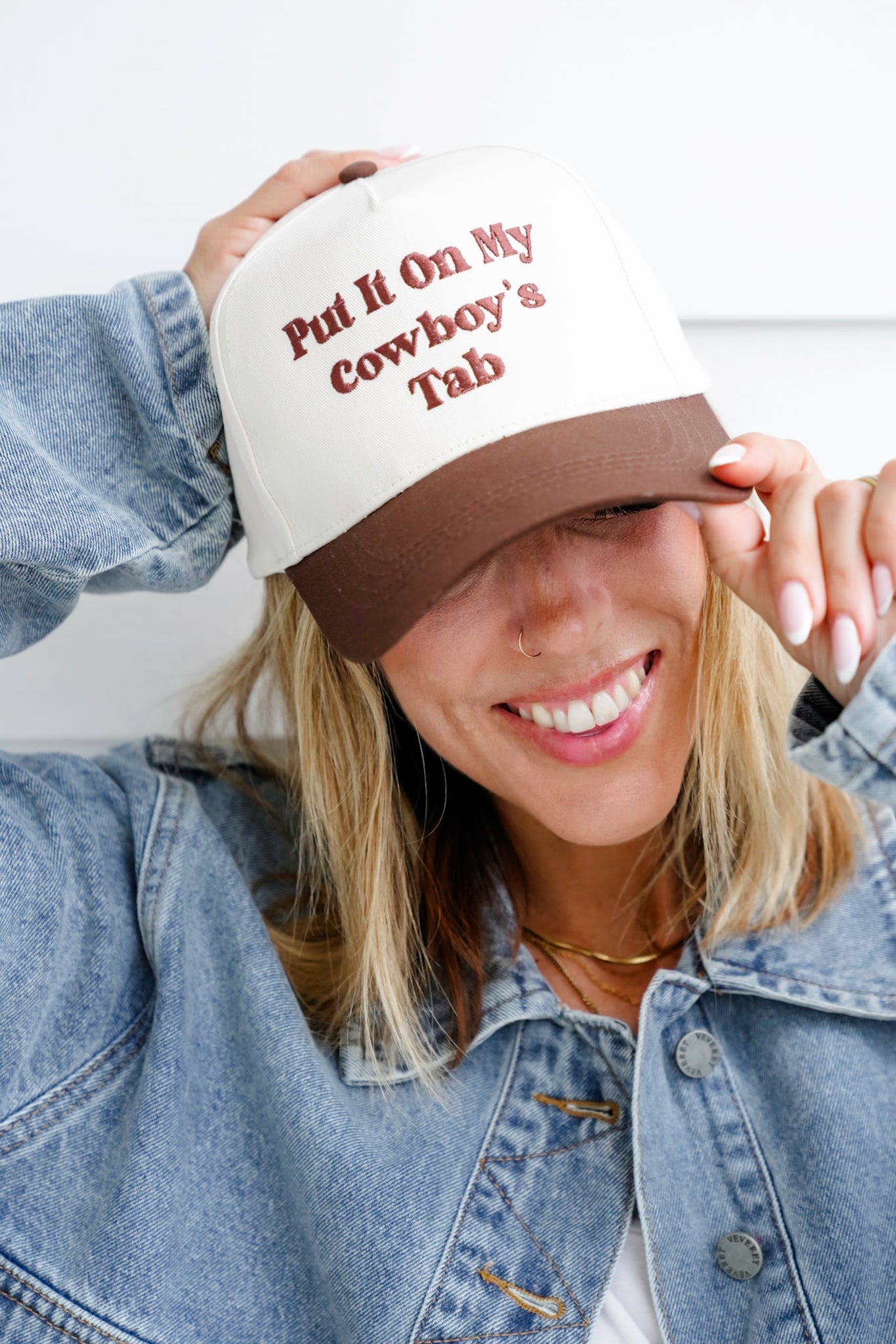 Western Put It On My Cowboys Tab Embroidery Baseball Cap