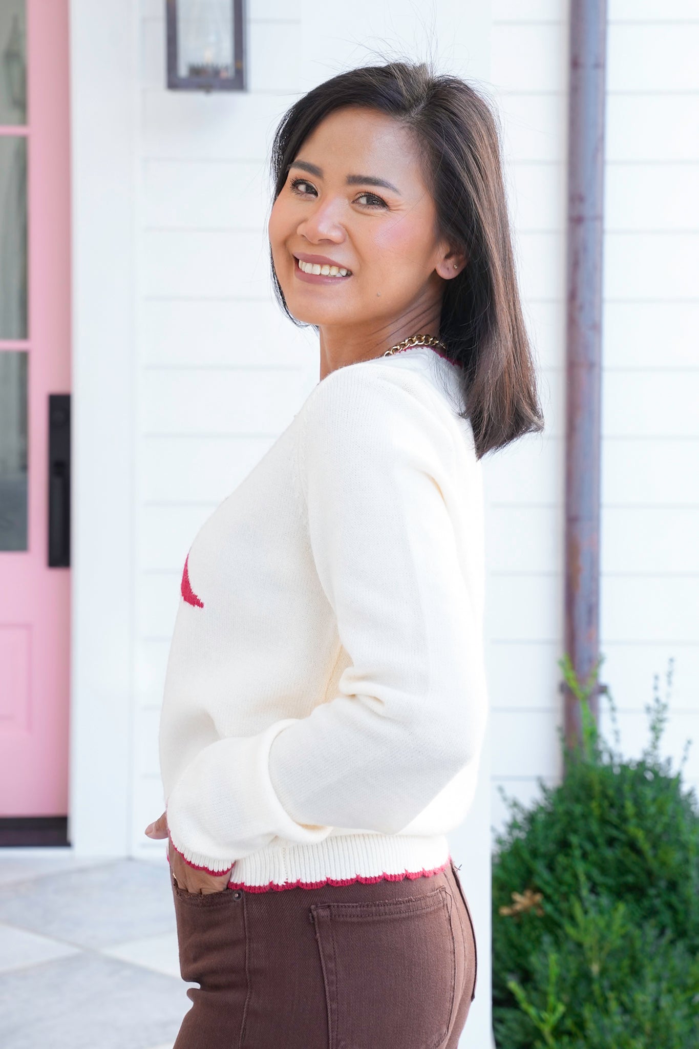 Long Sleeve Chili Pepper Knit Sweater