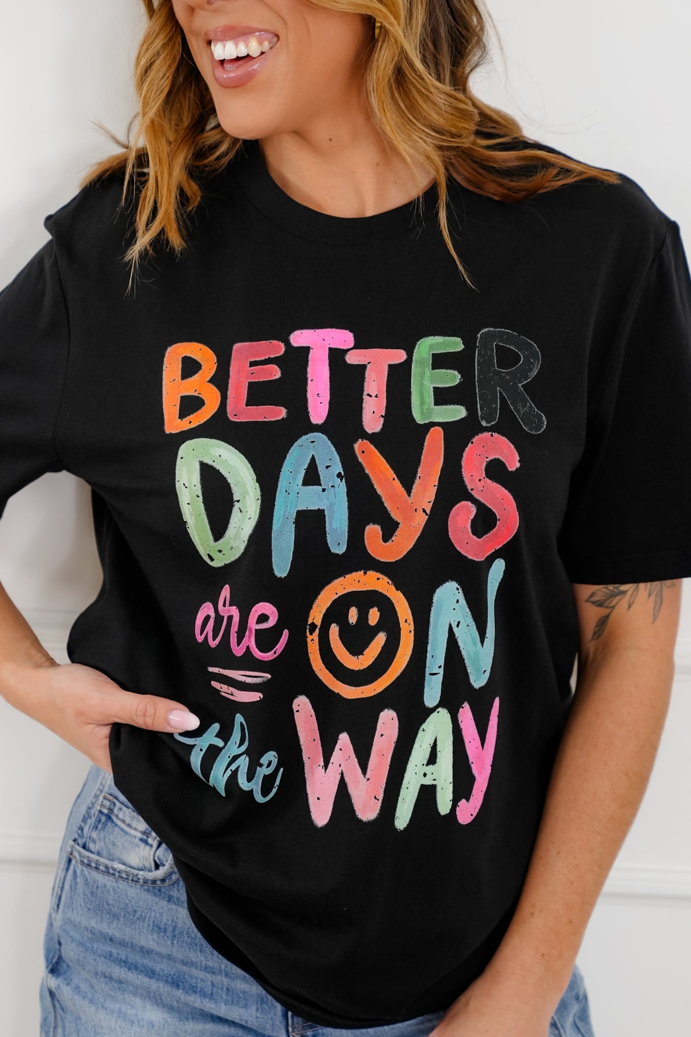Plus/Reg Short Sleeve "Better Days Are On The Way" Graphic Tee