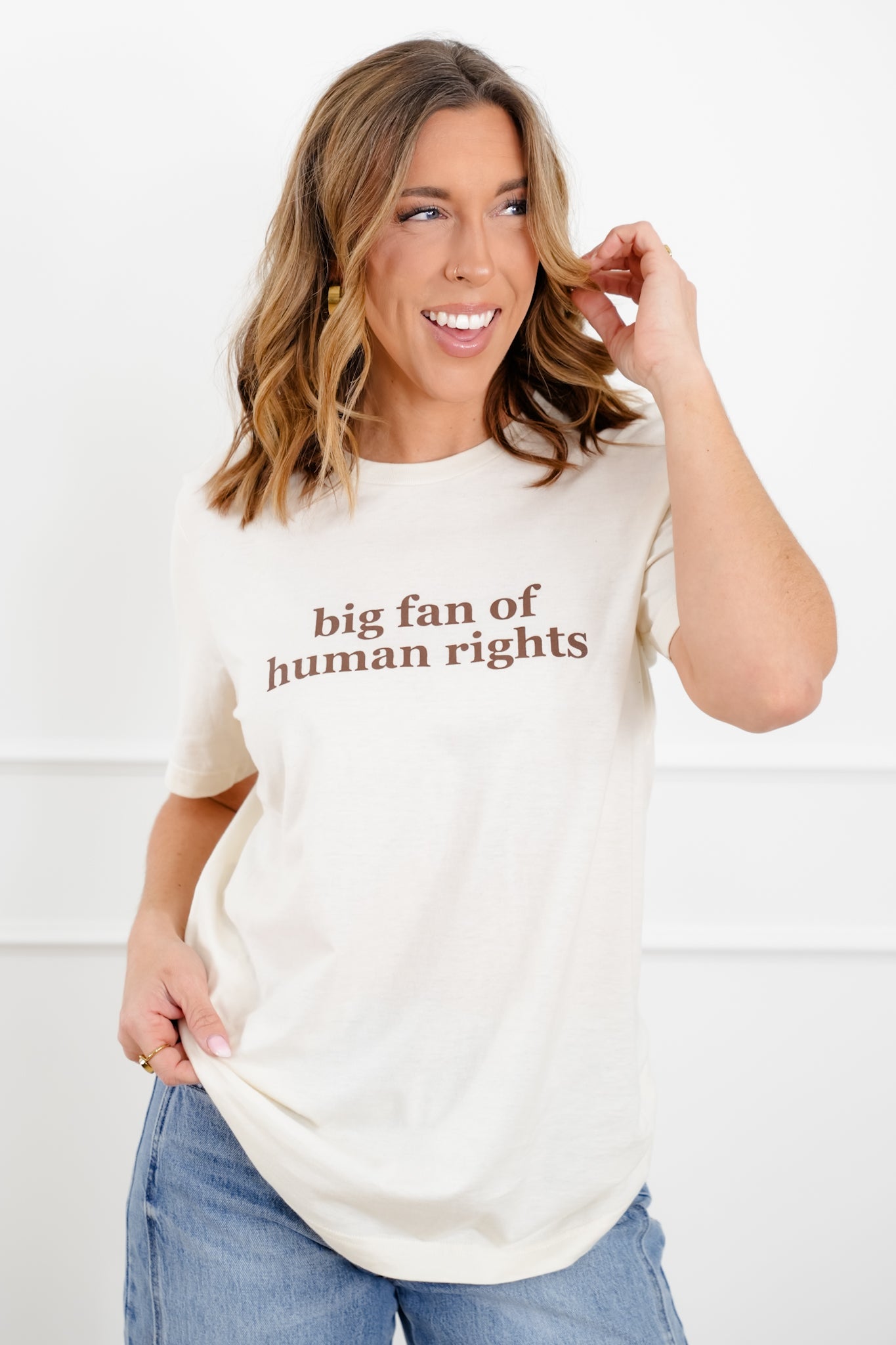 Plus/Reg Short Sleeve "Big Fan Of Human Rights" Graphic Tee