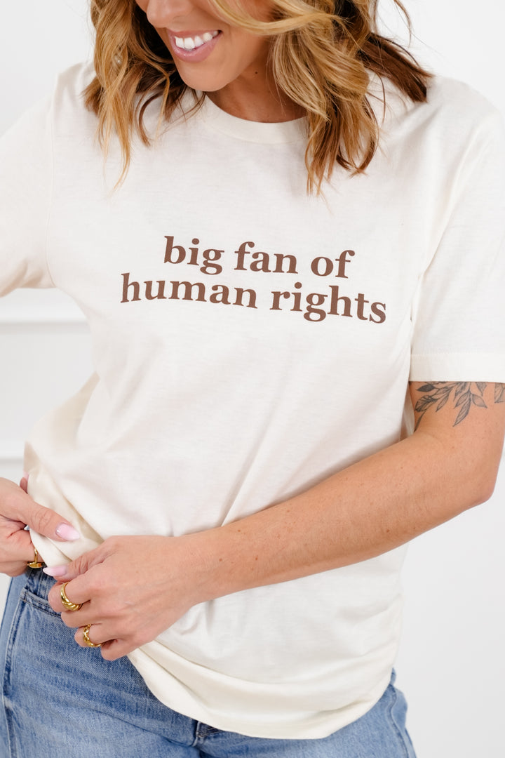 Plus/Reg Short Sleeve "Big Fan Of Human Rights" Graphic Tee