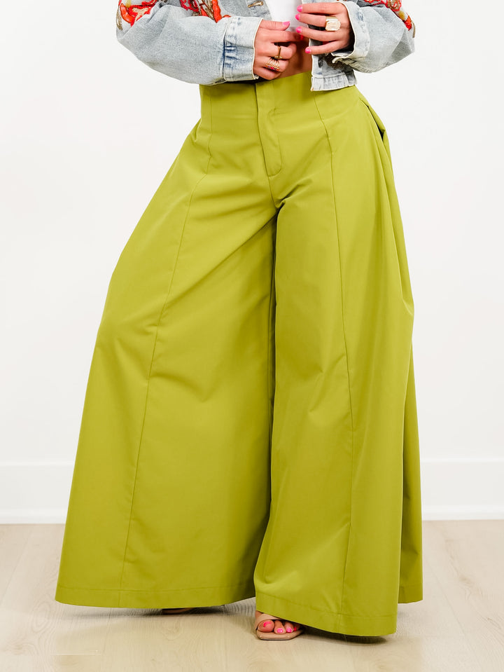 High Waist Wide Leg A-Line Palazzo Pants