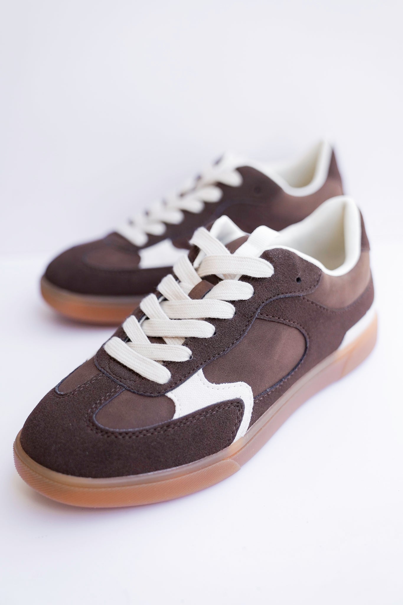 Blowfish Retro Vegan Suede Low Top Sneakers with Contrast Overlays