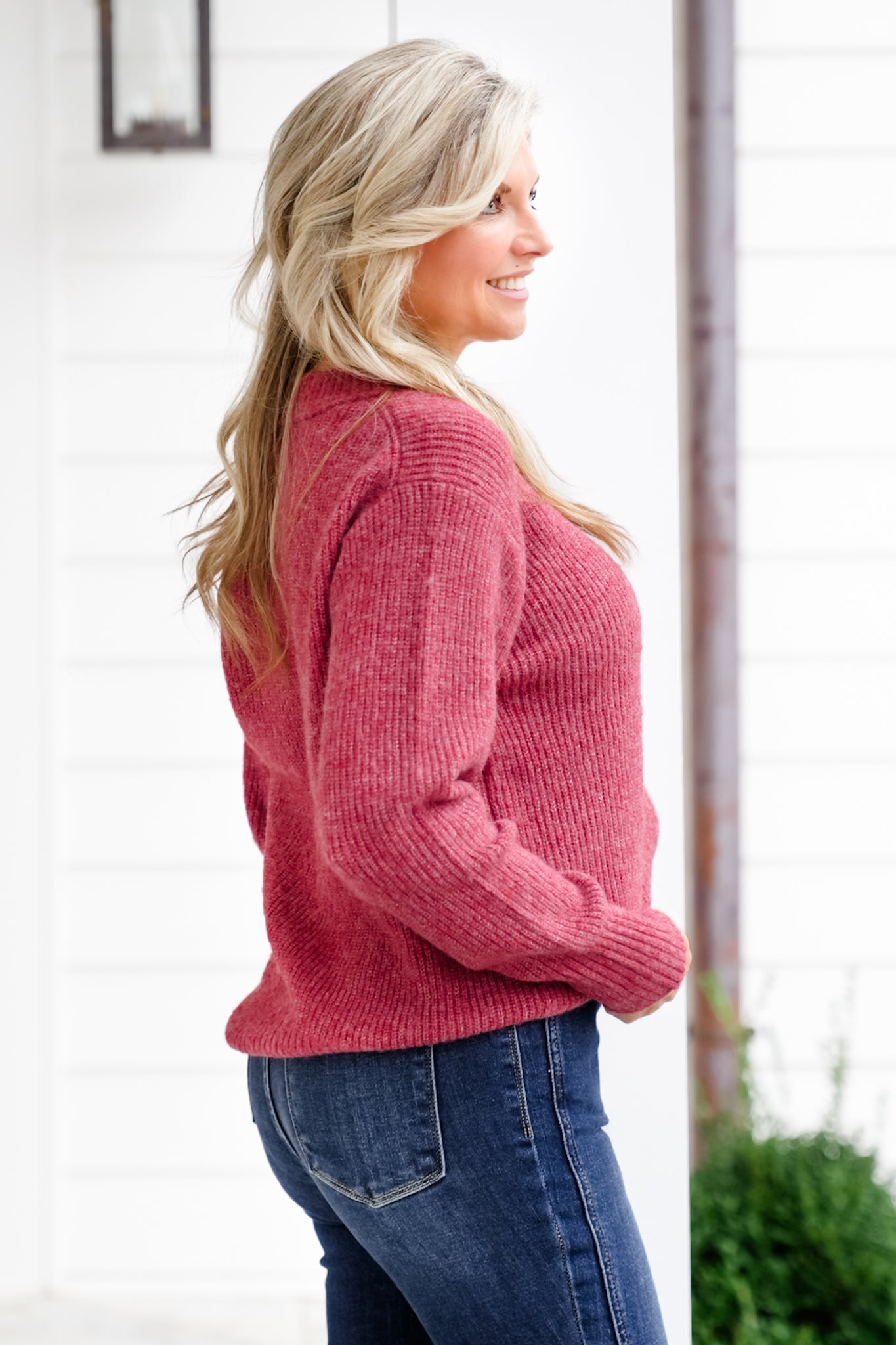 Ribbed Long Sleeve Crew Neck Pullover Sweater