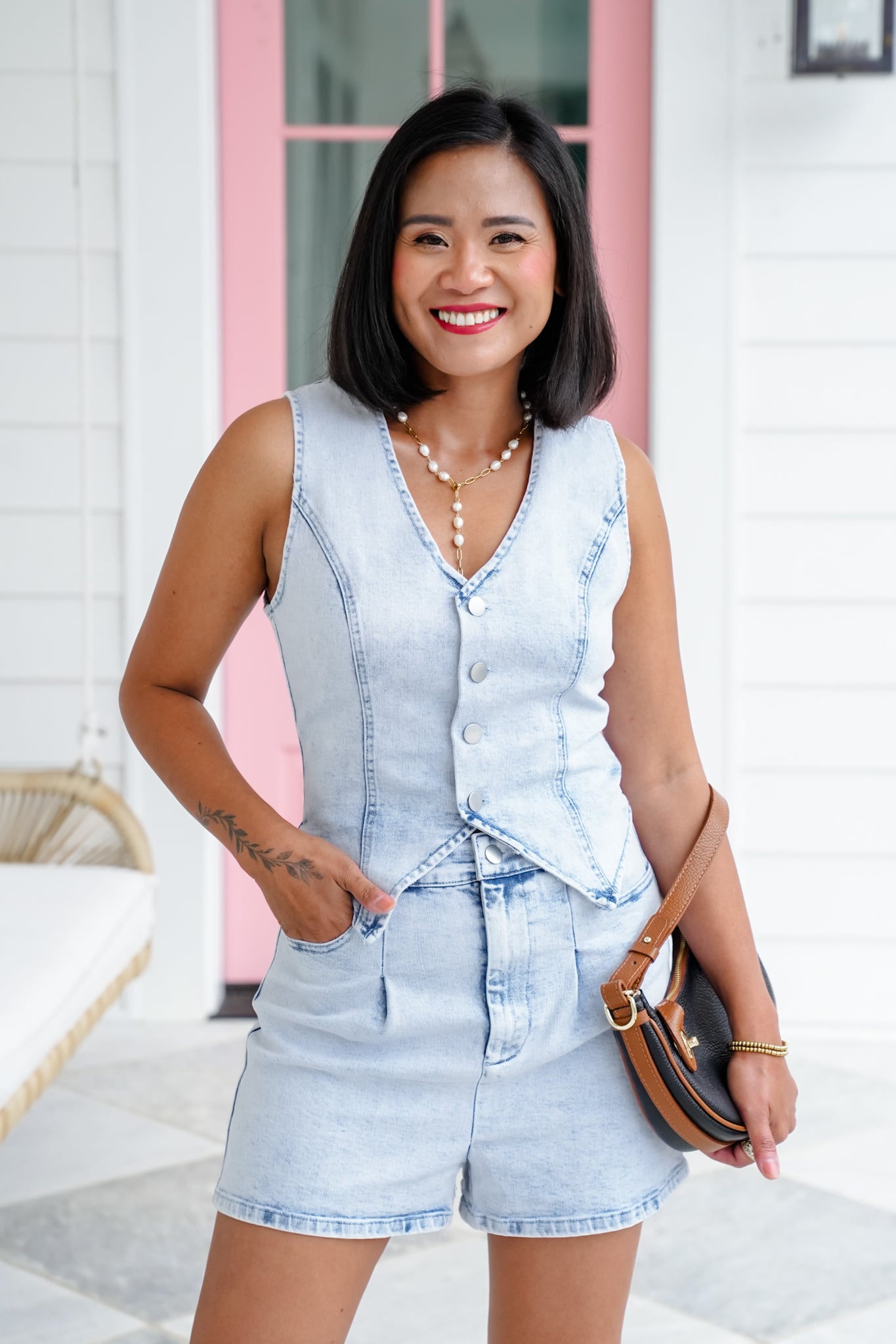 Mineral Wash Sleeveless Vest Shorts Romper