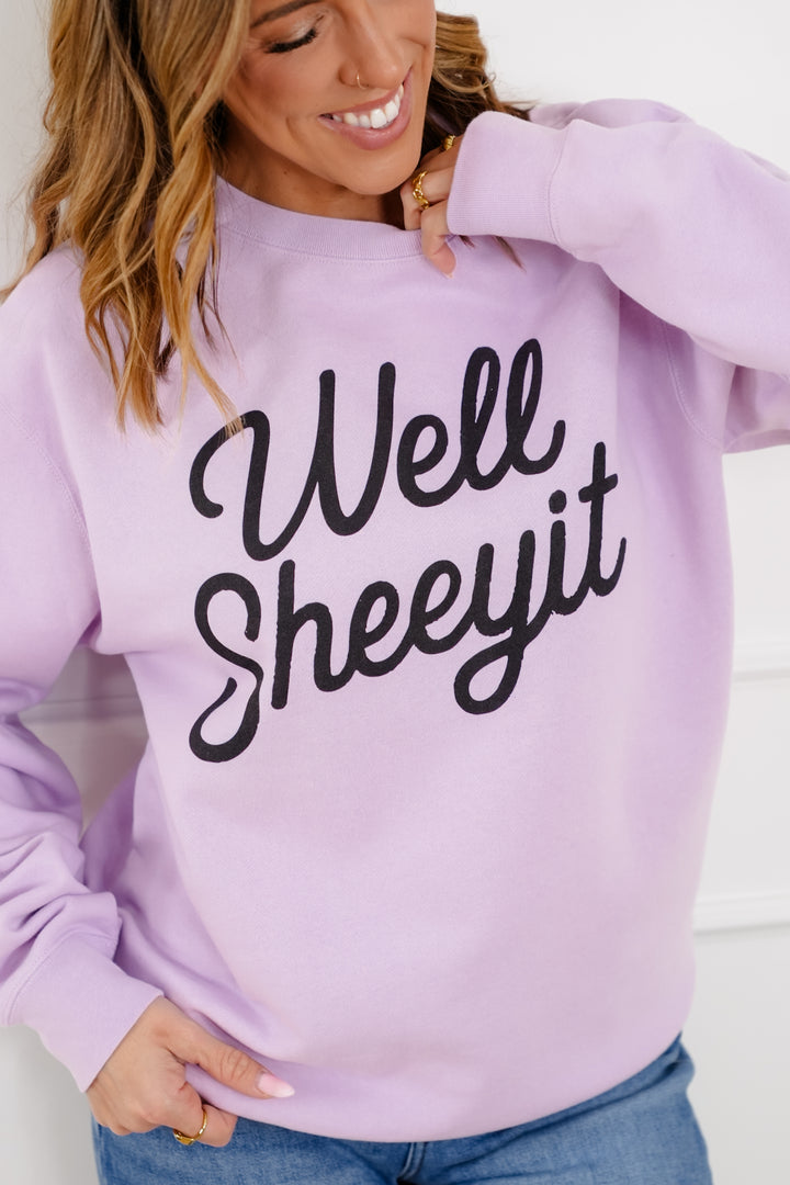 Plus/Reg Long Sleeve "Well Sheeyit" Graphic Sweatshirt