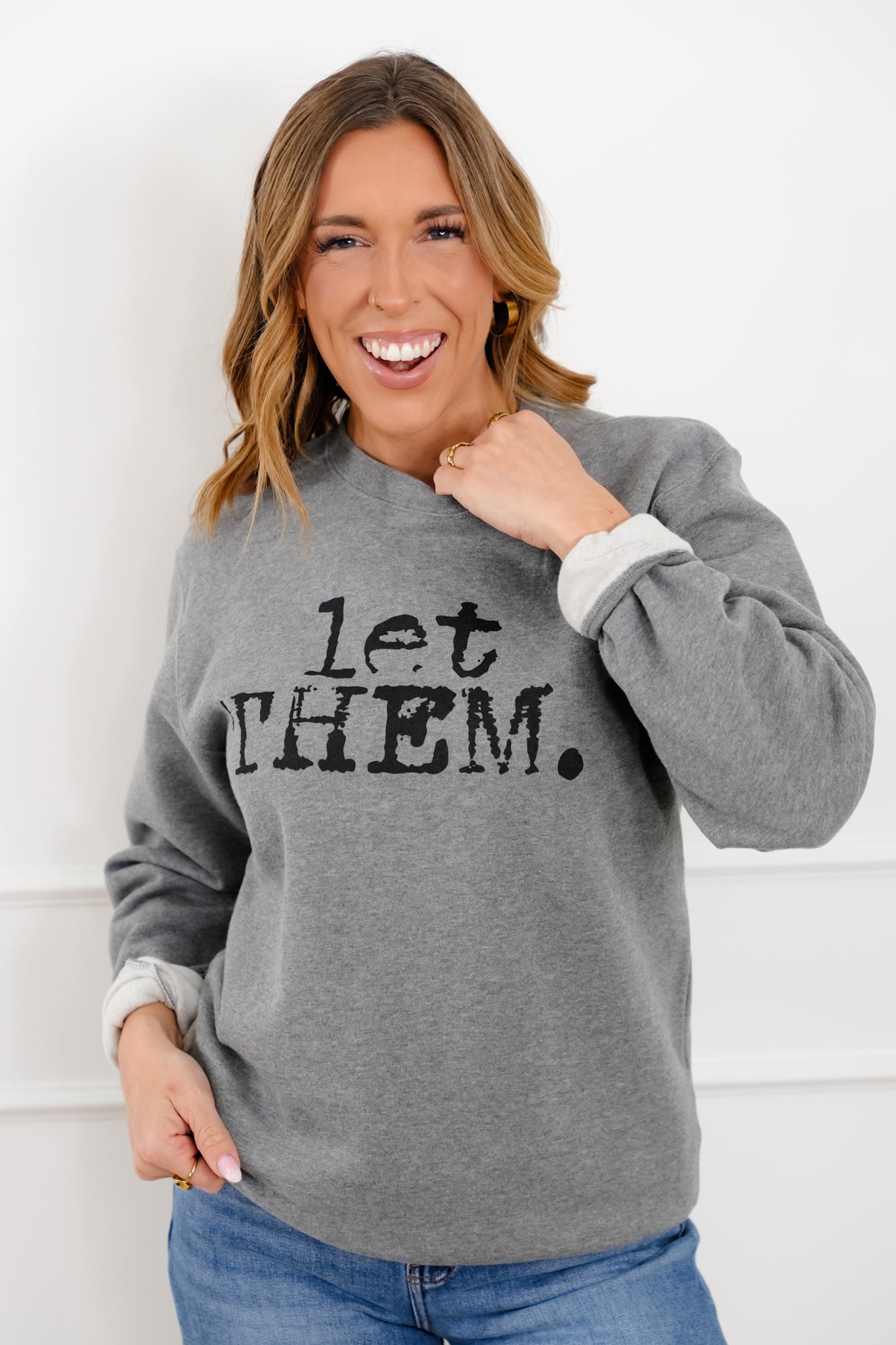 Plus/Reg Long Sleeve "Let Them" Graphic Sweatshirt