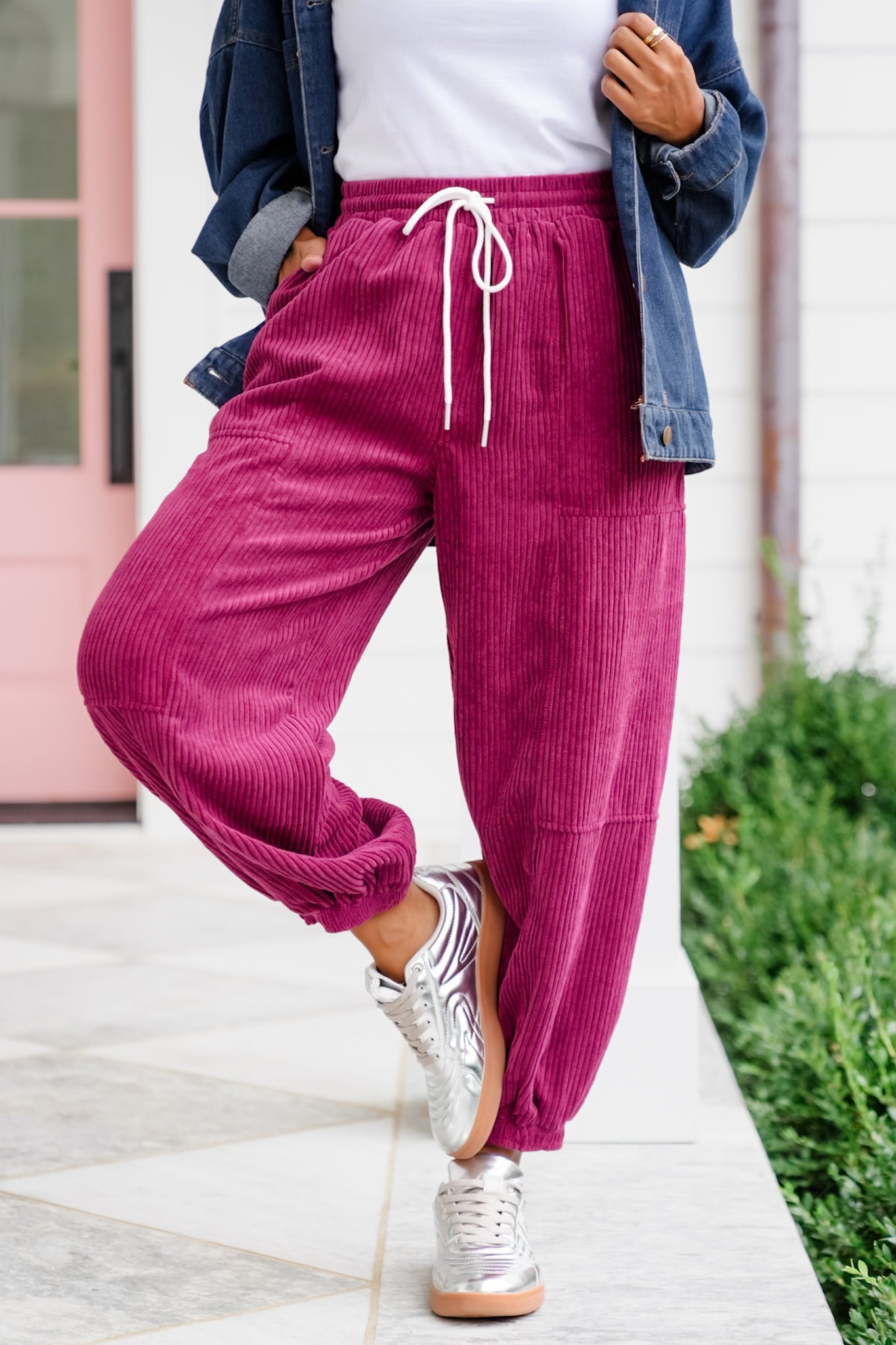 Corduroy Jogger Pants with Side Pockets