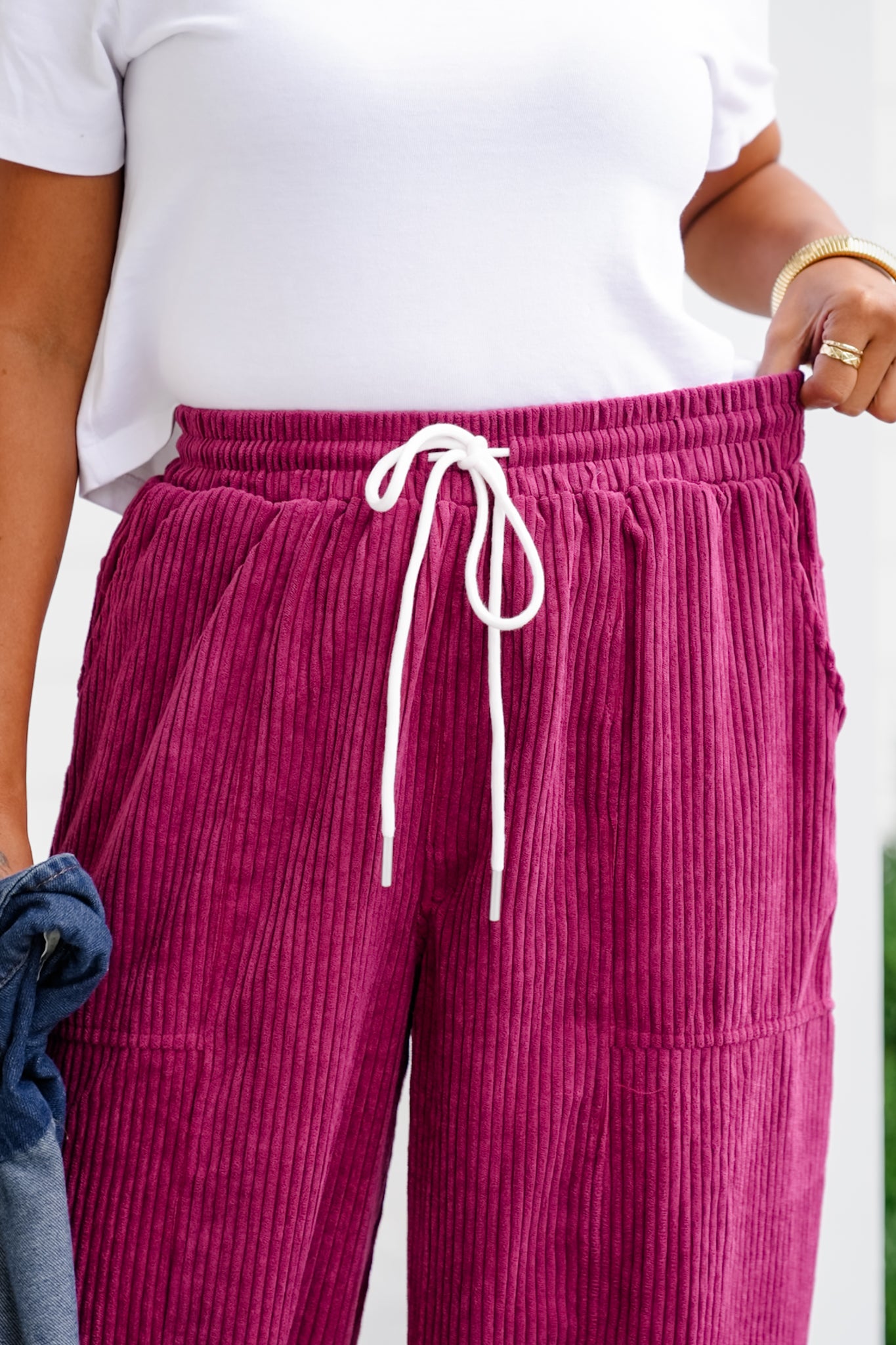 Corduroy Jogger Pants with Side Pockets