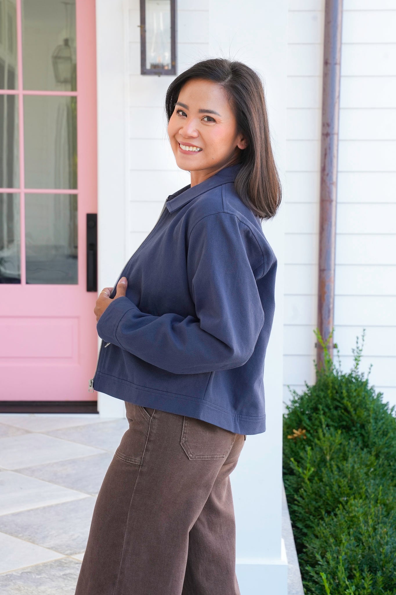 Long Sleeve Cropped Zip Up Jacket