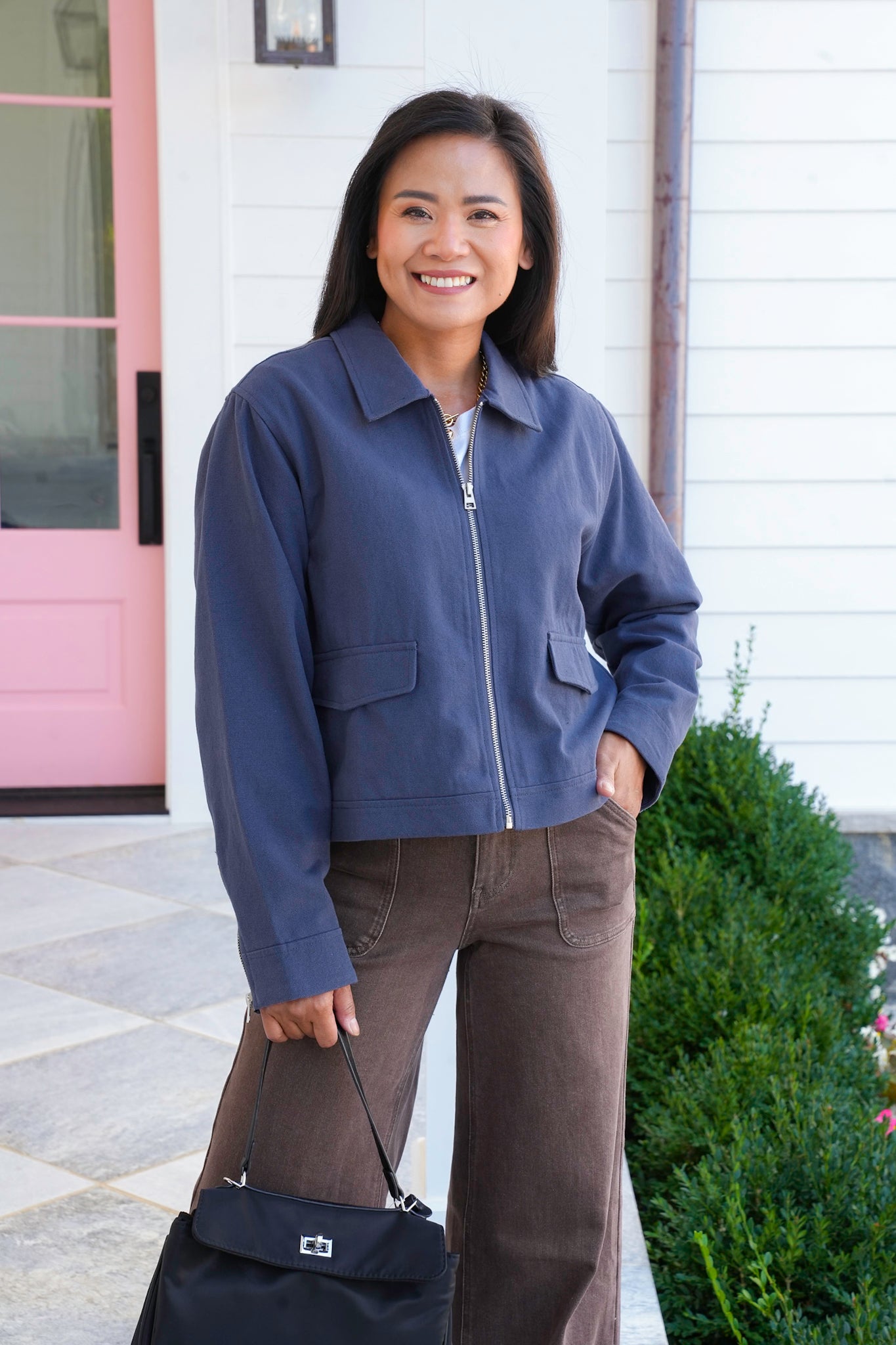 Long Sleeve Cropped Zip Up Jacket