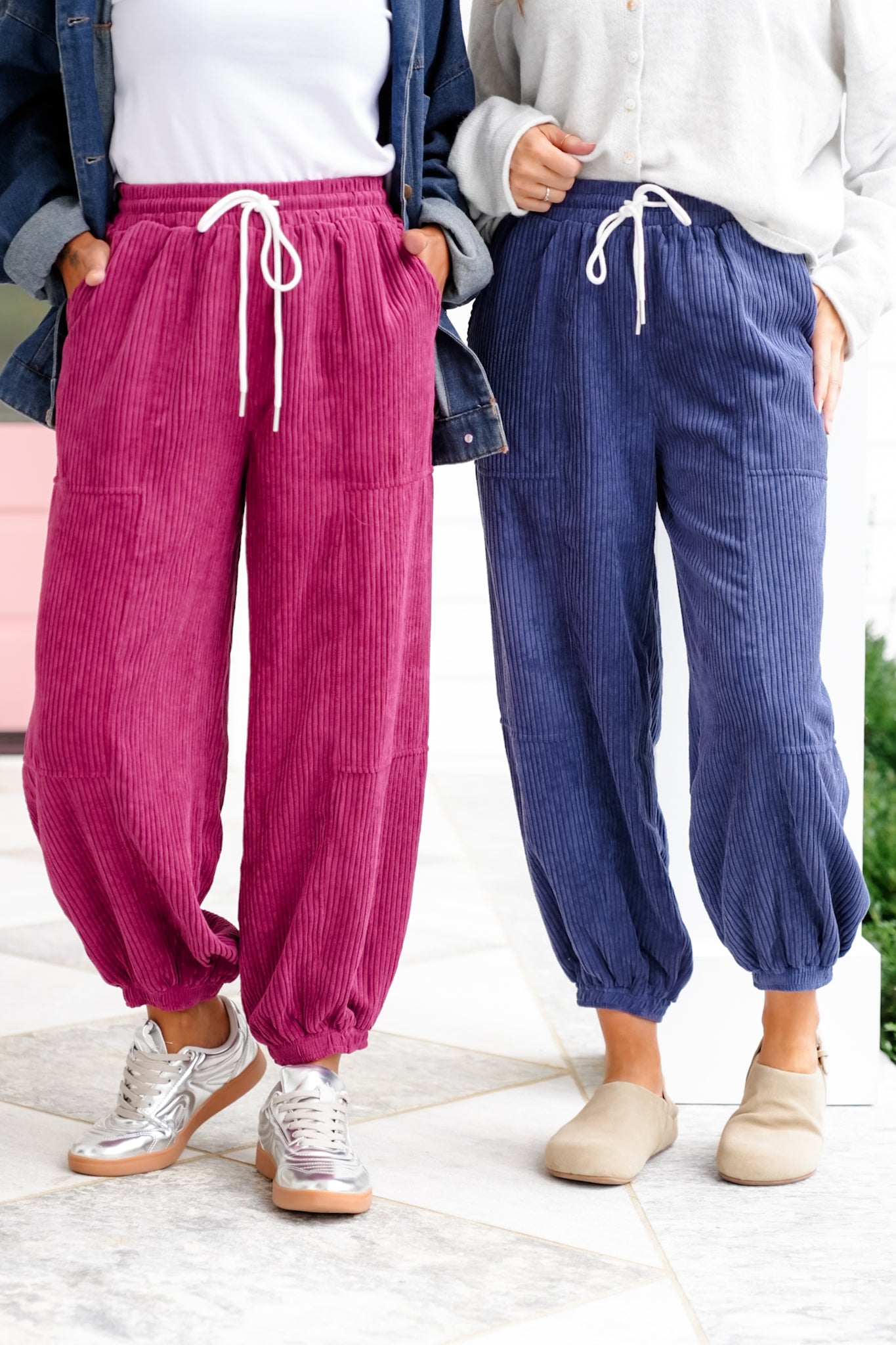 Corduroy Jogger Pants with Side Pockets