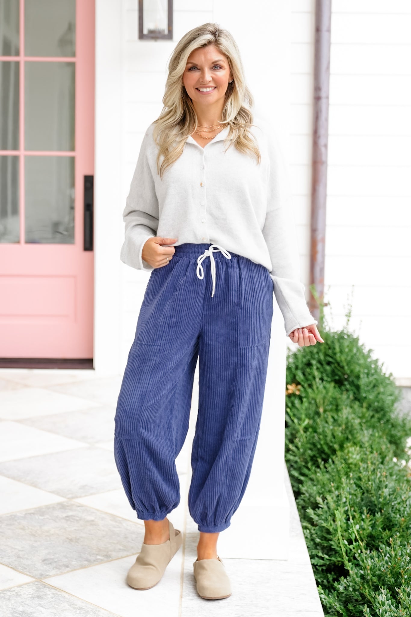Corduroy Jogger Pants with Side Pockets