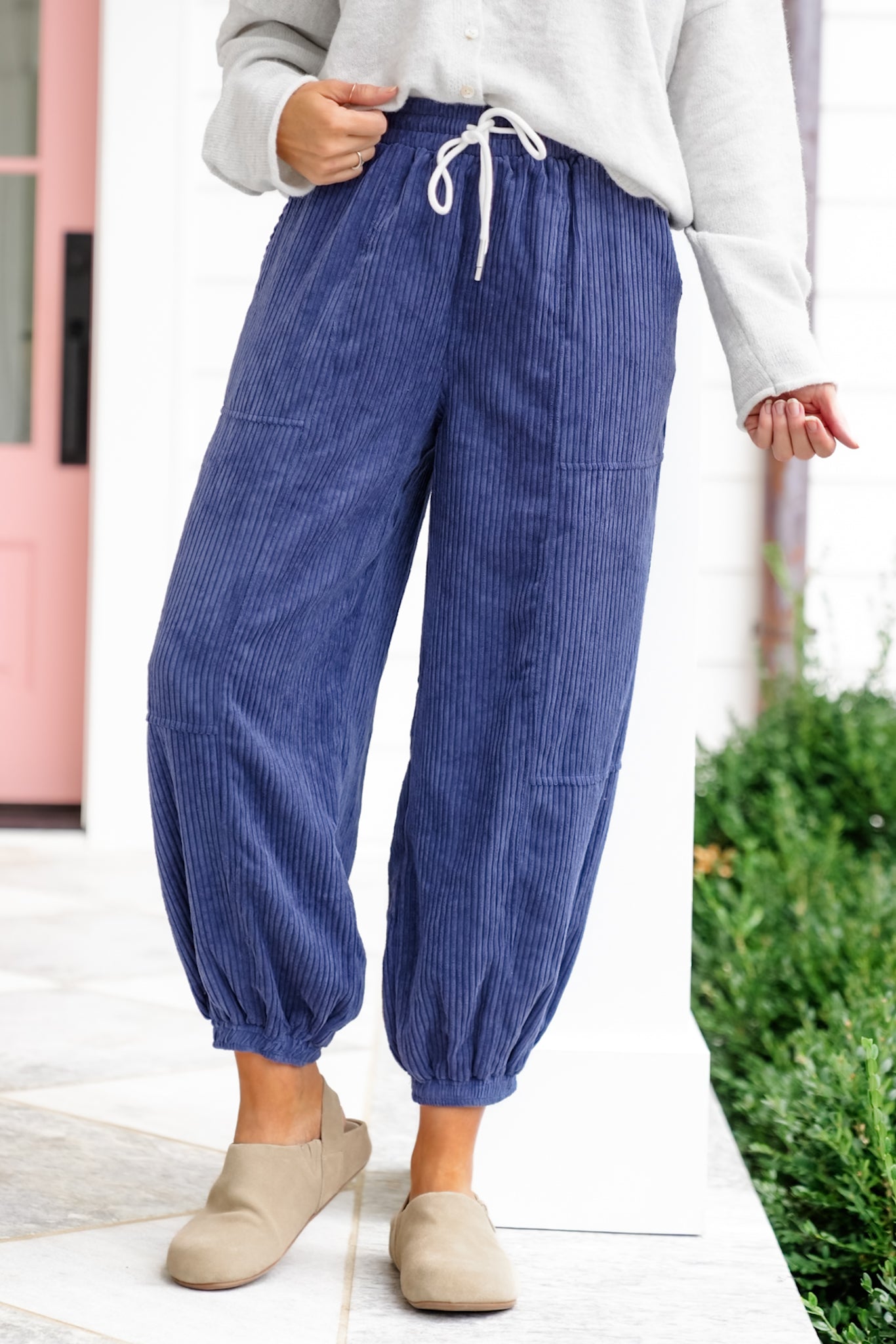 Corduroy Jogger Pants with Side Pockets