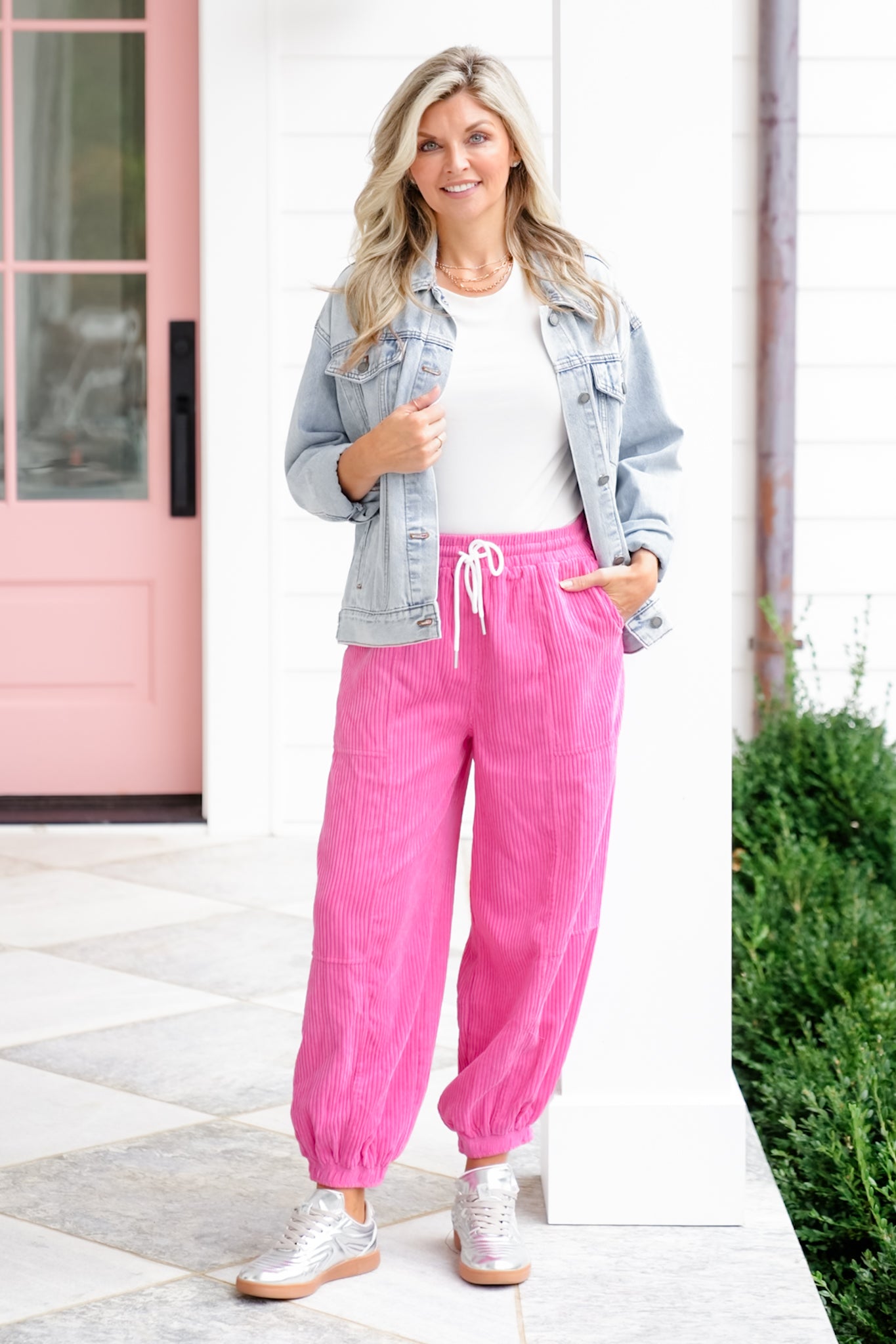 Corduroy Jogger Pants with Side Pockets