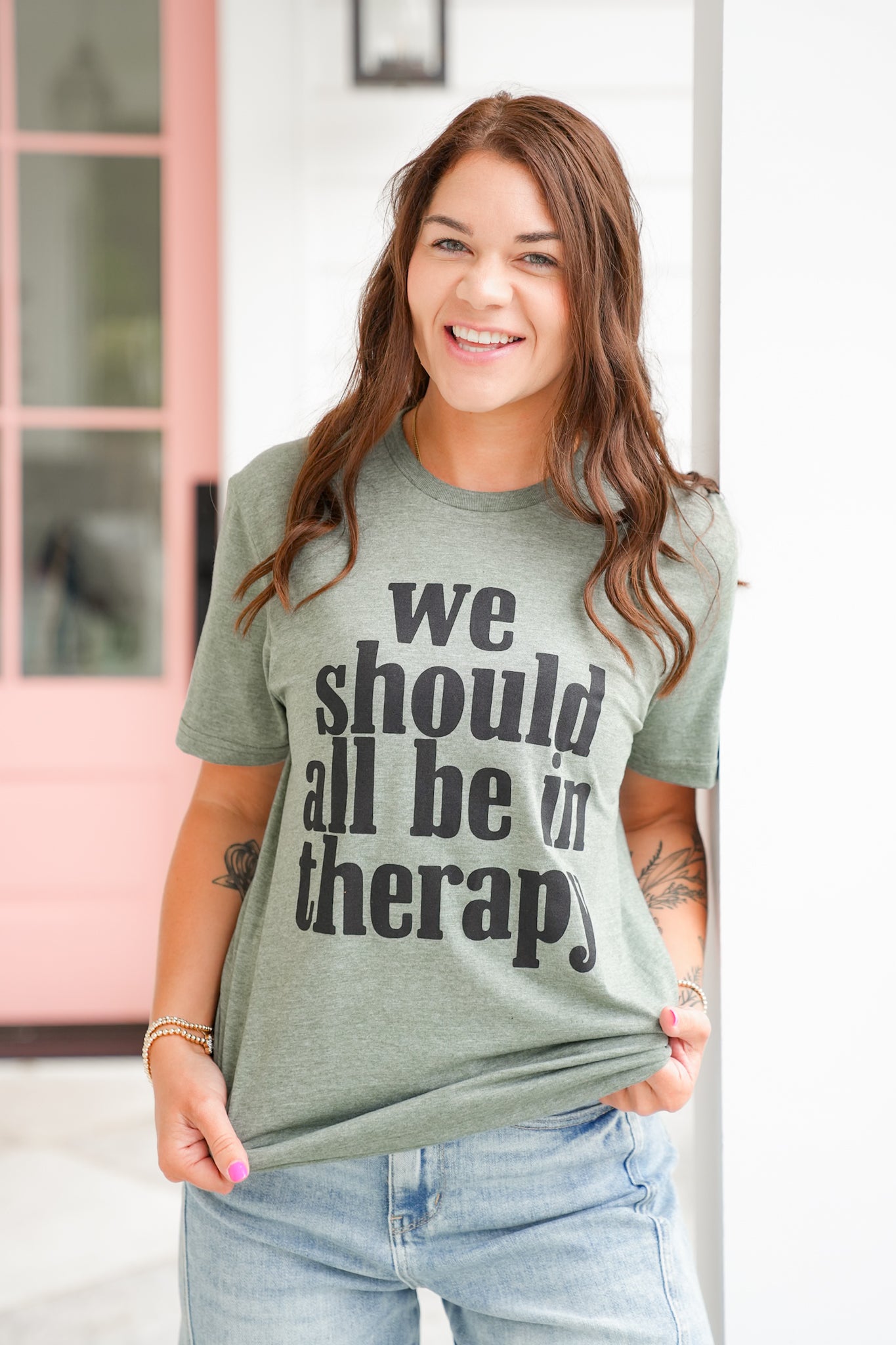 Plus/Reg Short Sleeve "We Should All Be In Therapy" Graphic Tee