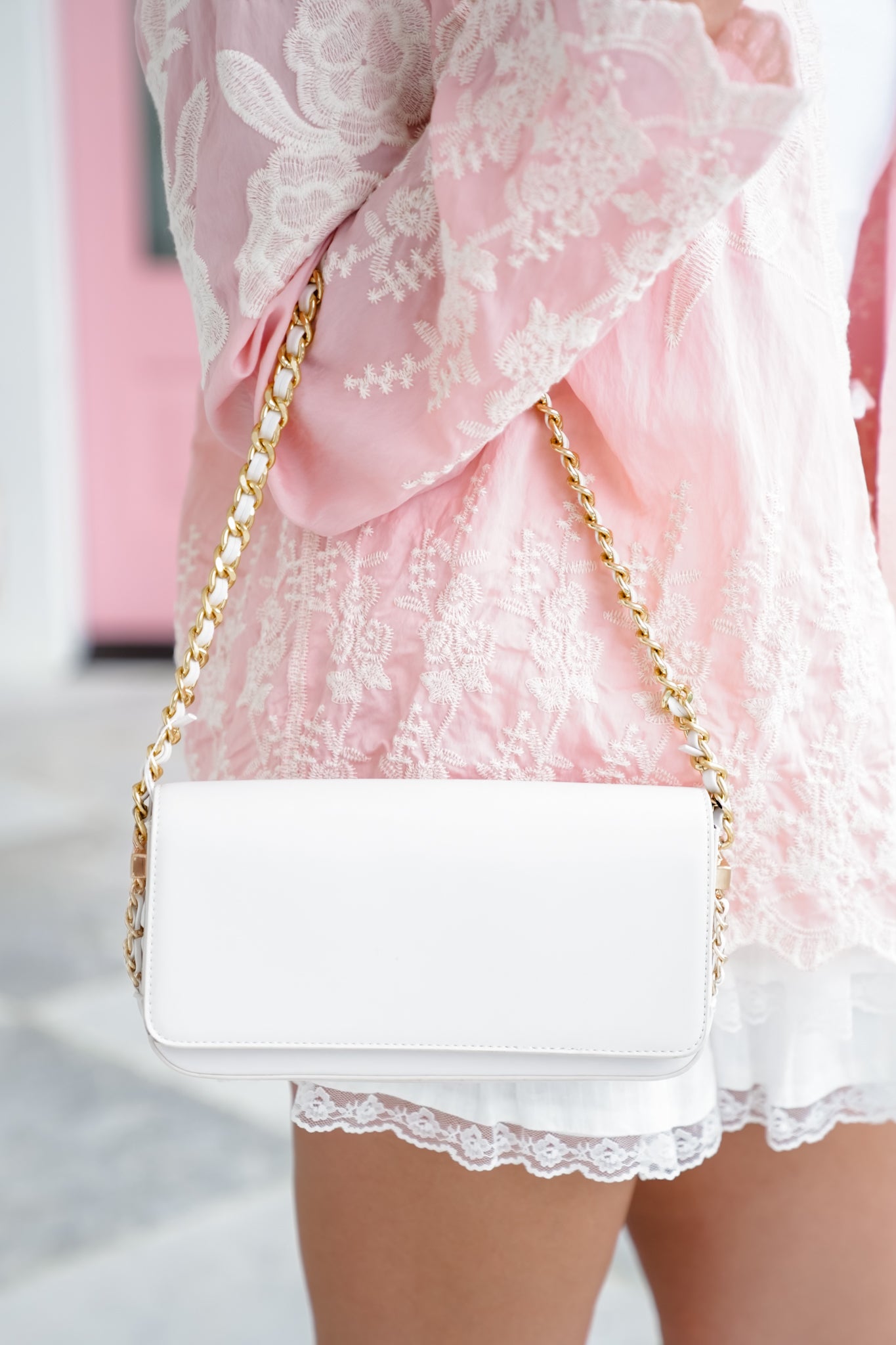 Julia Vegan Leather Shoulder Bag with Gold Chain Strap