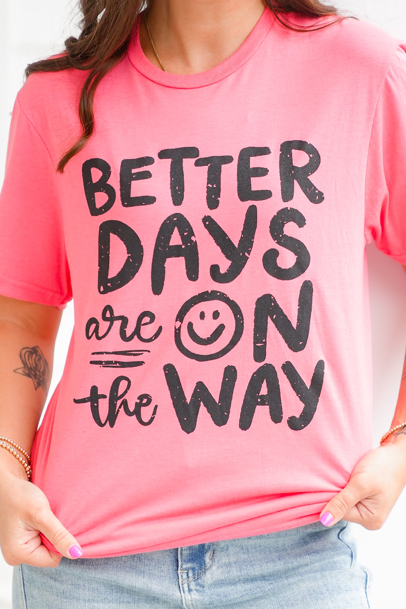 Plus/Reg Short Sleeve "Better Days Are On The Way" Graphic Tee