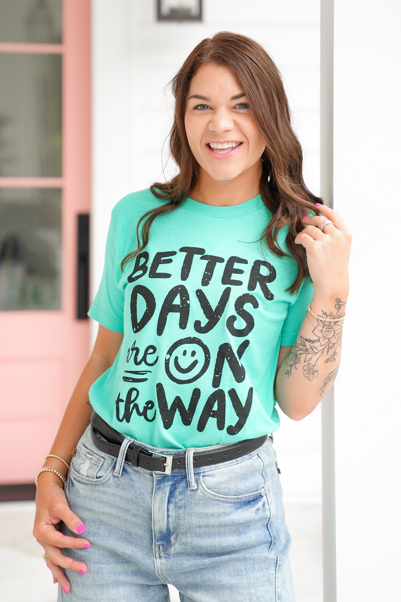 Plus/Reg Short Sleeve "Better Days Are On The Way" Graphic Tee