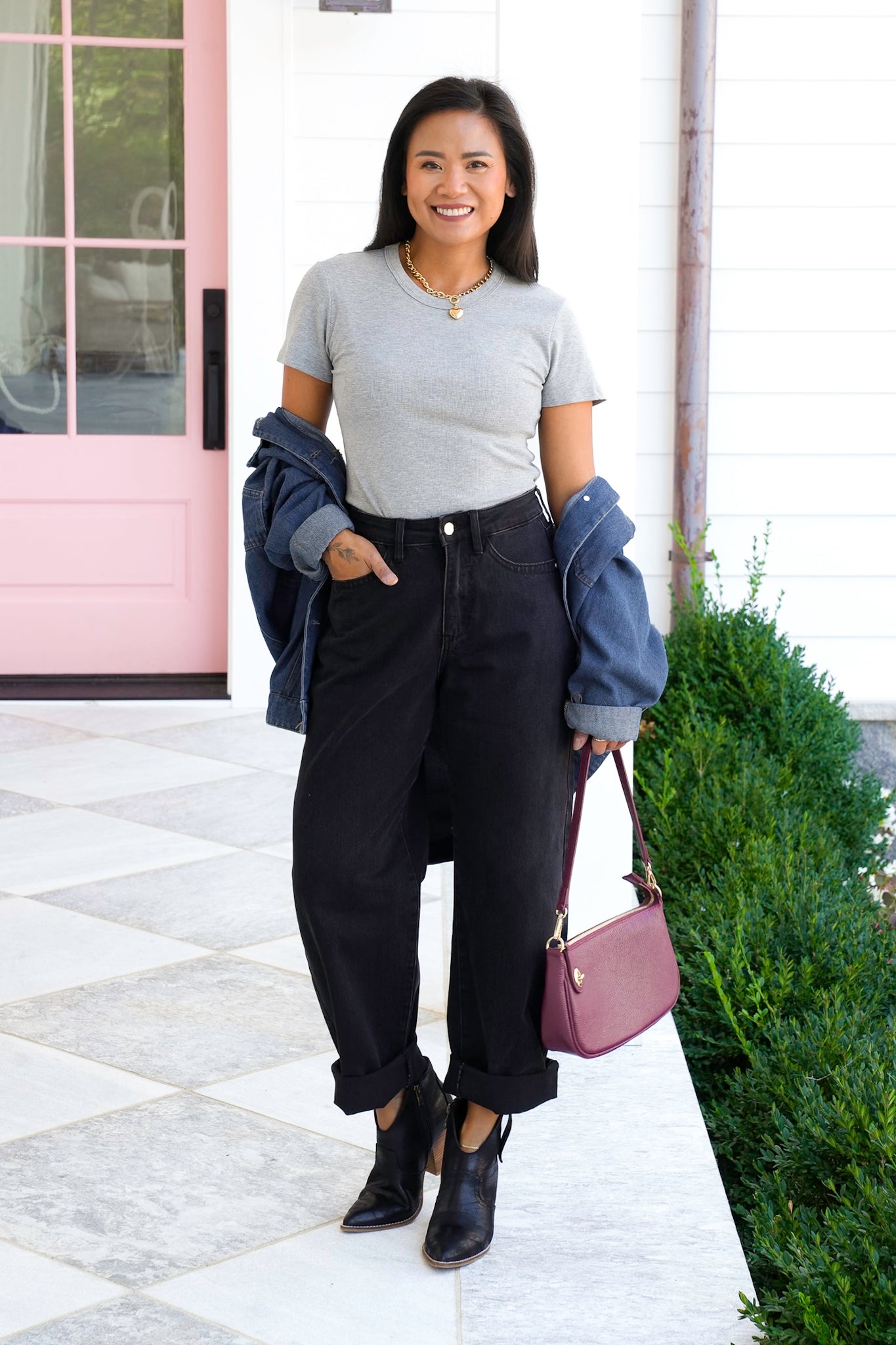 Grey Ribbed Knit Short Sleeve Round Neck Top