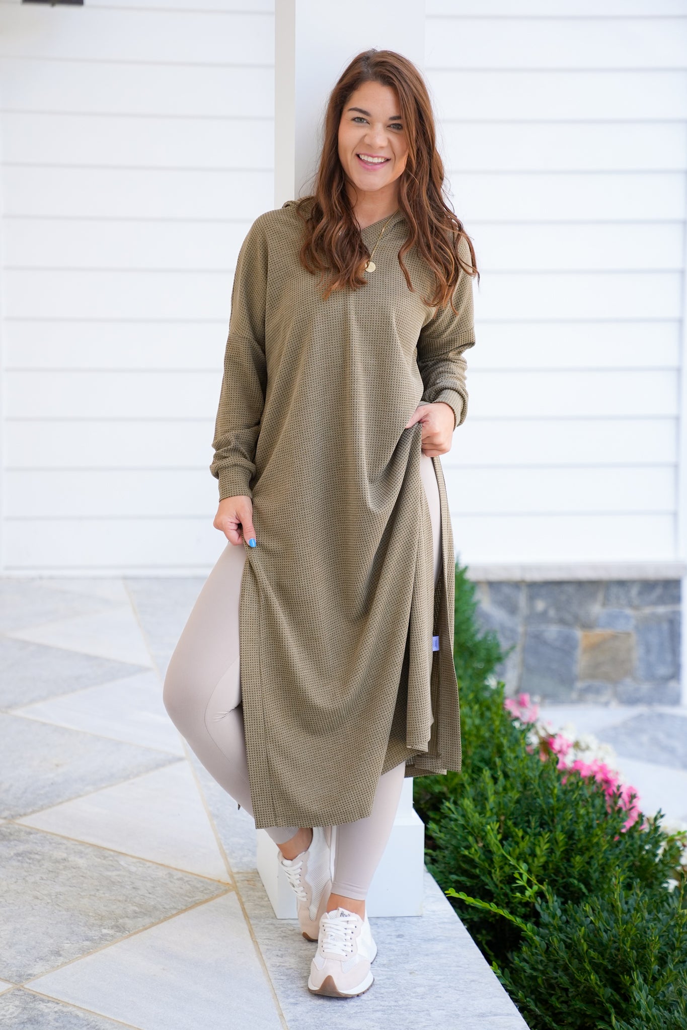 Door Buster! Plus/Reg Thermal Long Sleeve Hoodie Cardigan with Side Slits