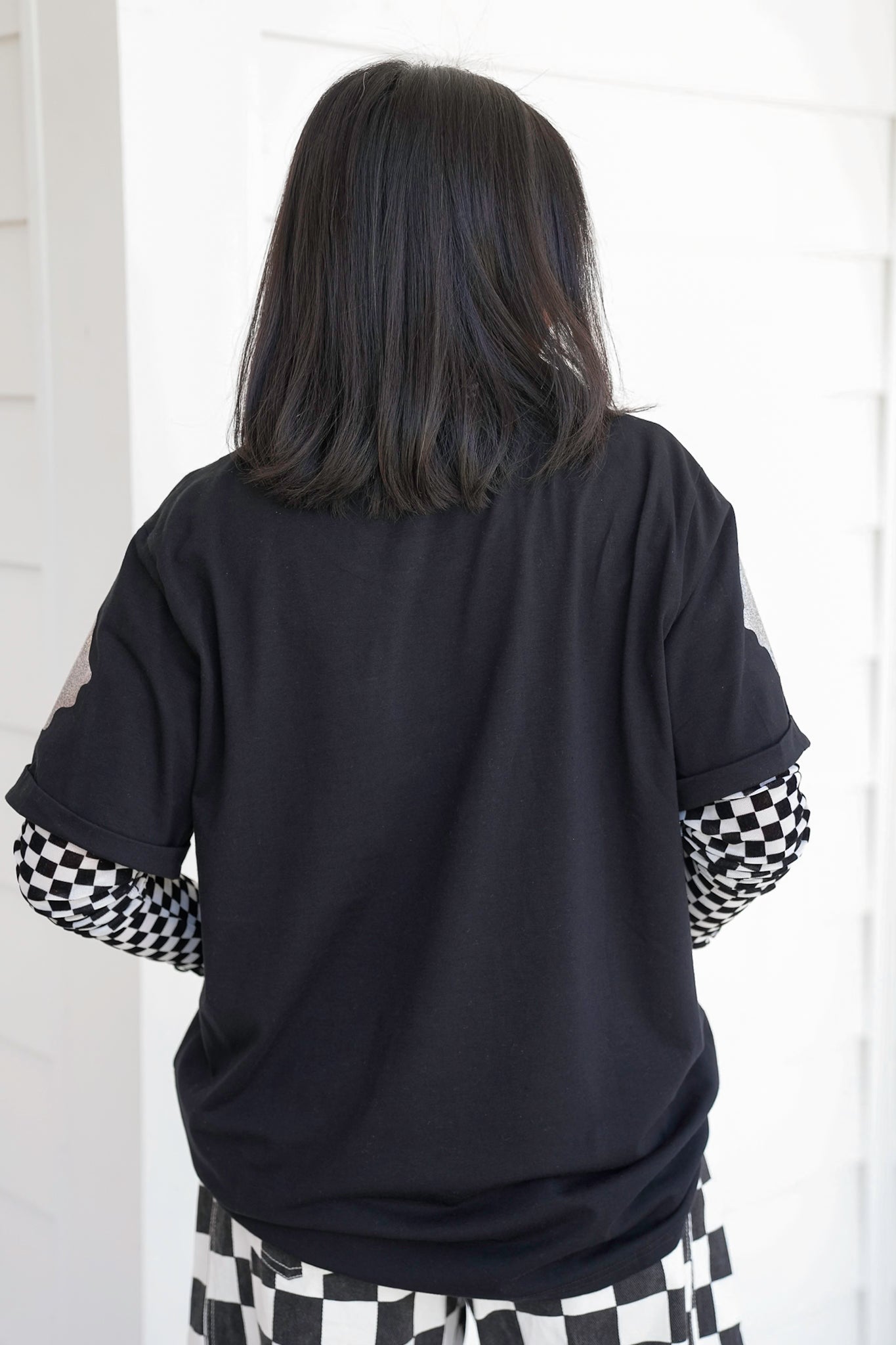 Plus/Reg Short Sleeve Glitter Ghosts Top