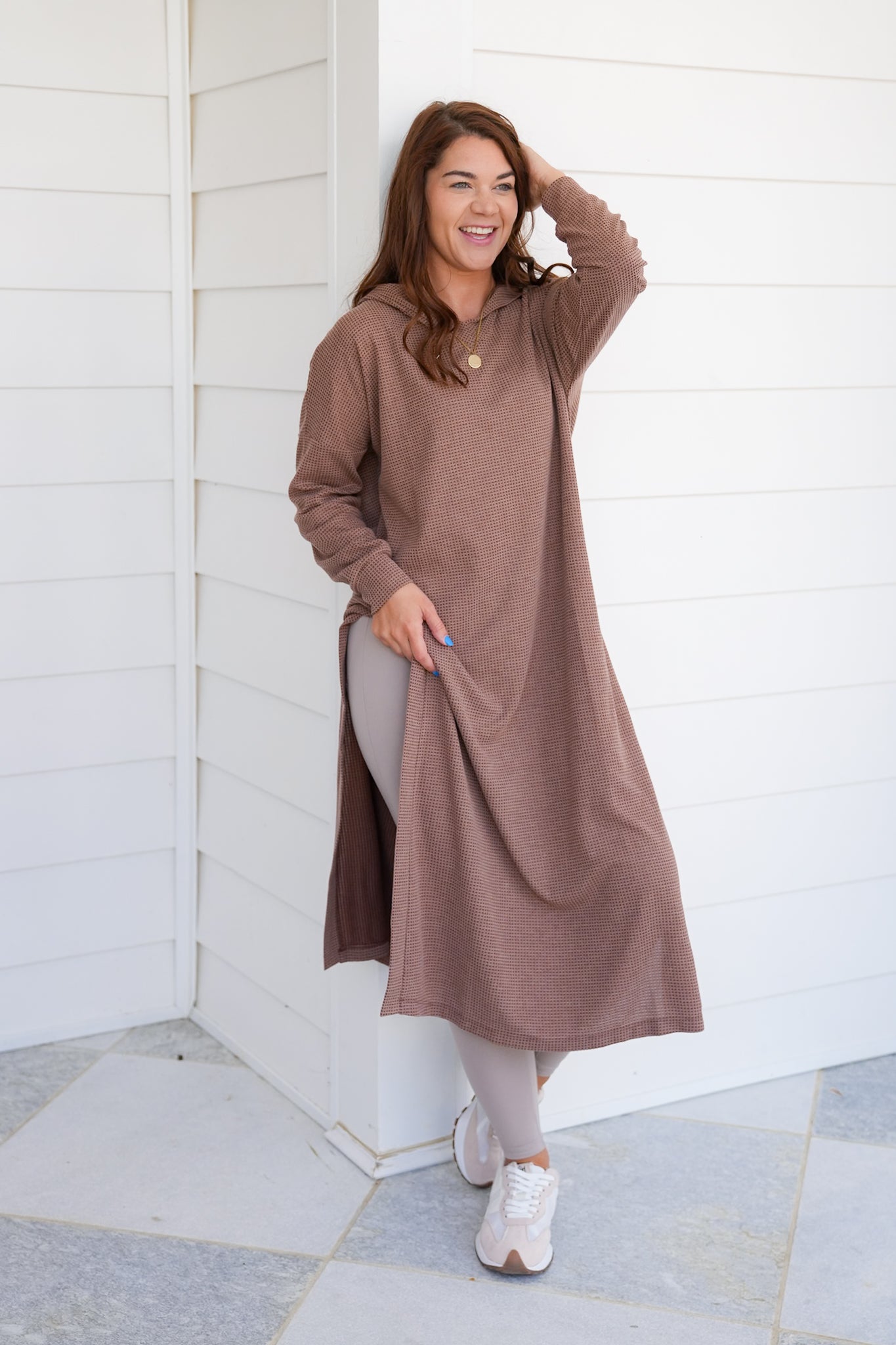 Door Buster! Plus/Reg Thermal Long Sleeve Hoodie Cardigan with Side Slits
